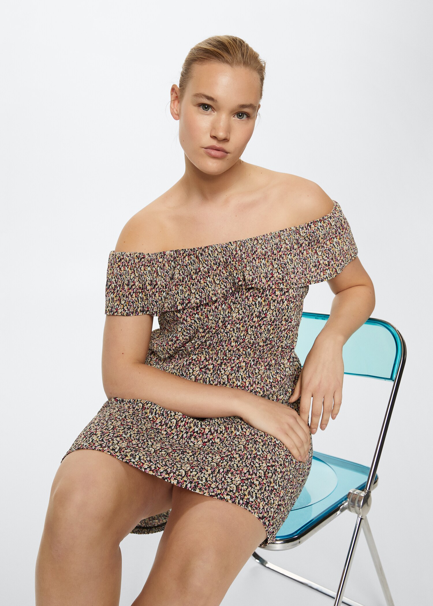 Textured printed dress - Details of the article 5