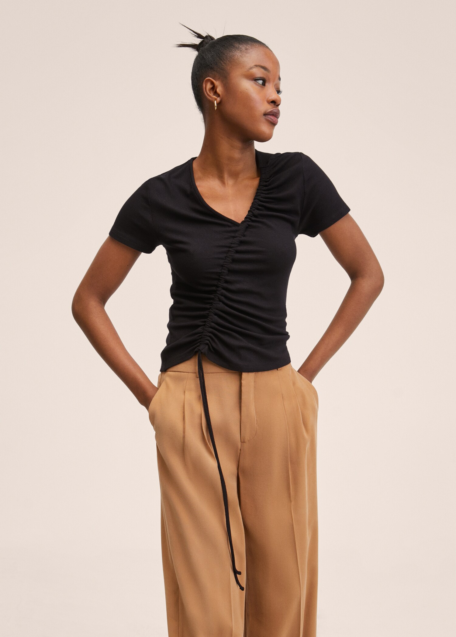 Ruched detail T-shirt - Medium plane
