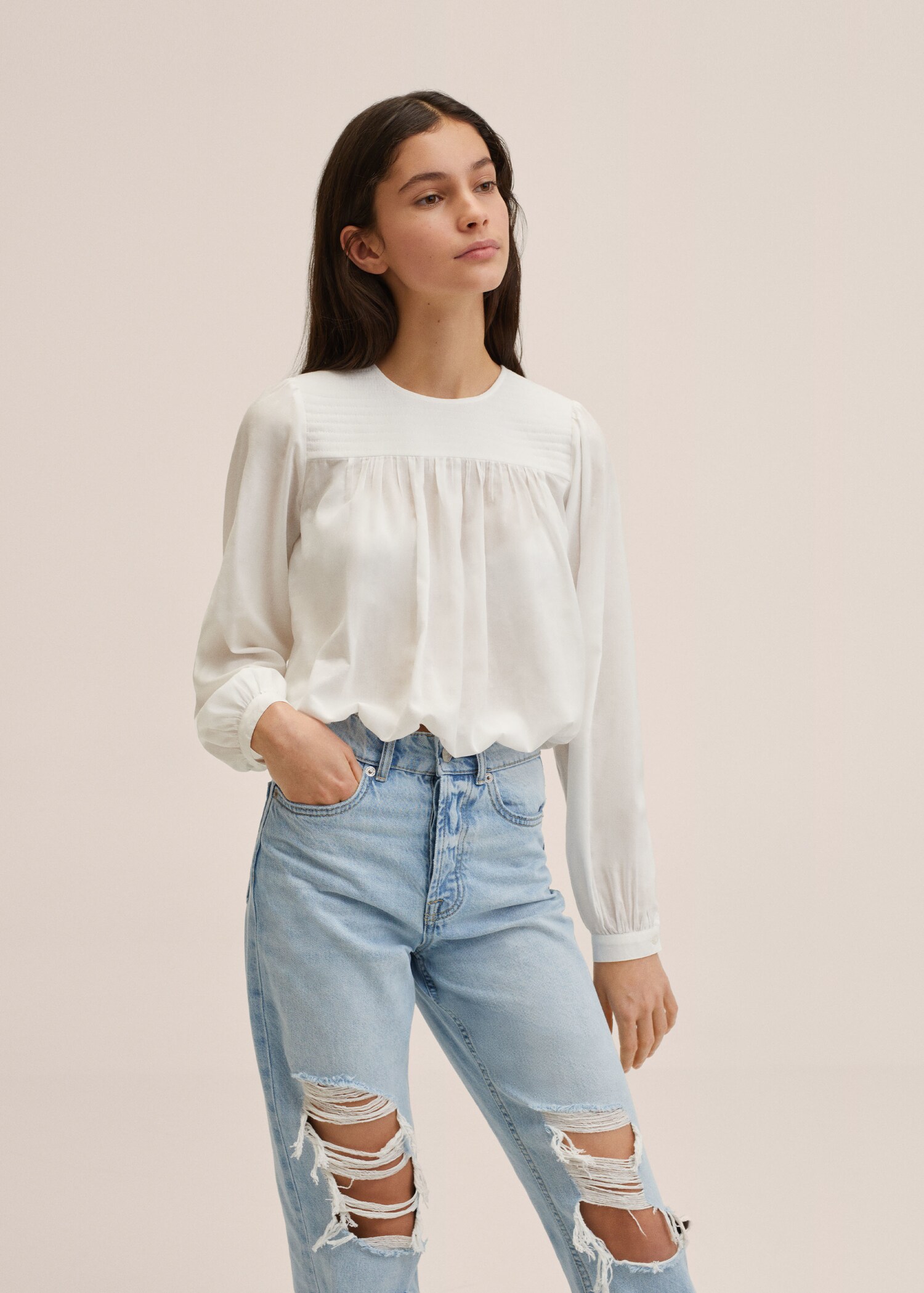 Blusa fluida manga abullonada - Detalle del artículo 1