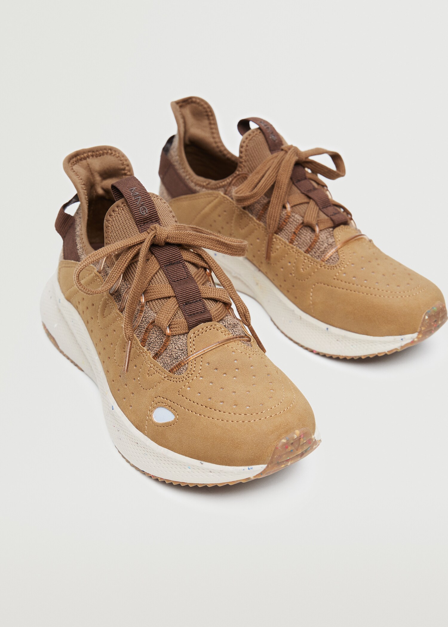 Lace-up mixed sneakers - Medium plane