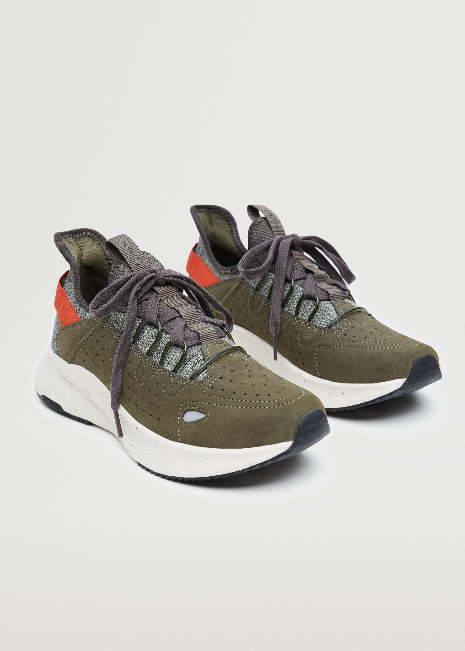 Lace-up mixed sneakers - Medium plane