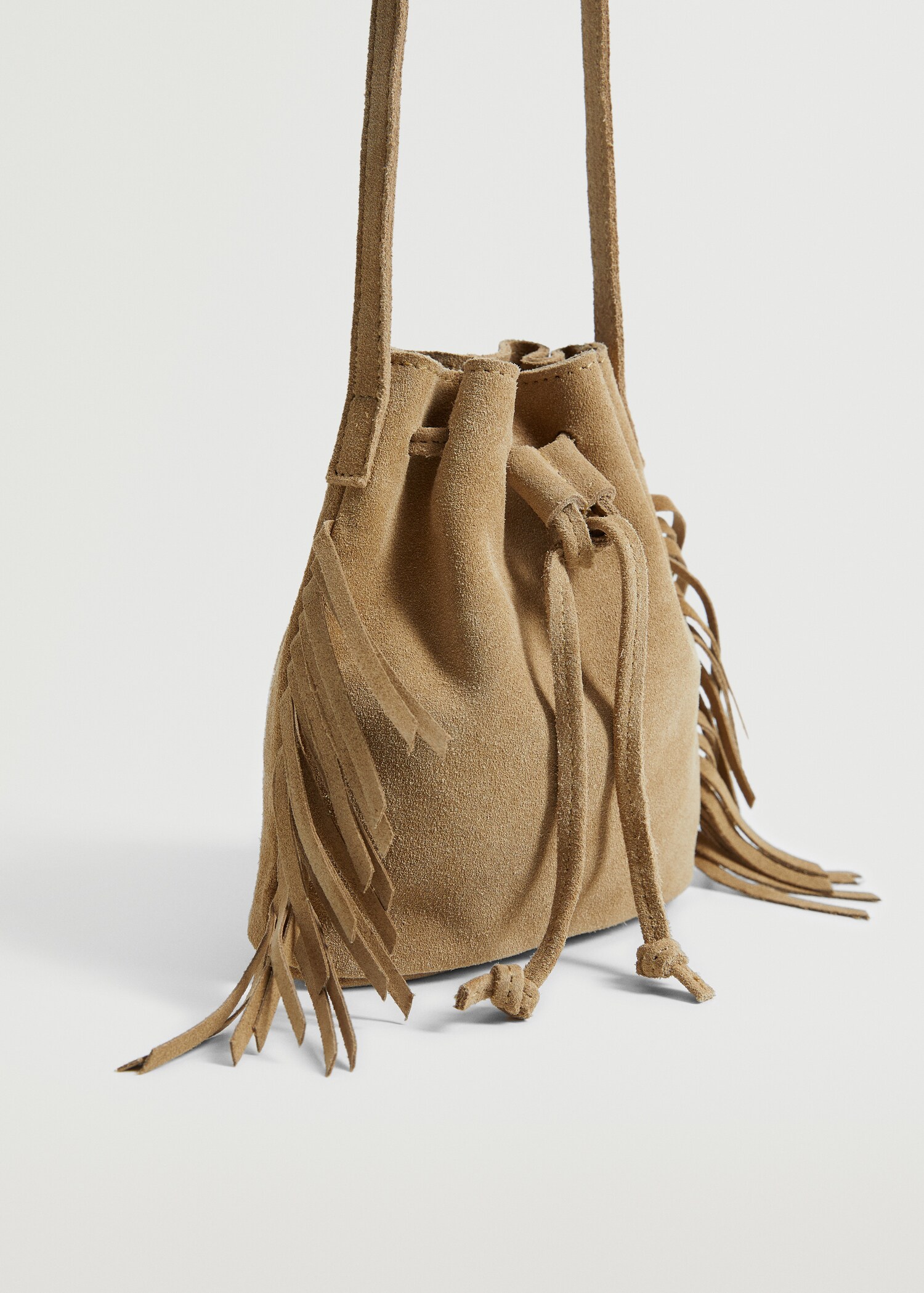 Bolso saco piel flecos - Plano medio