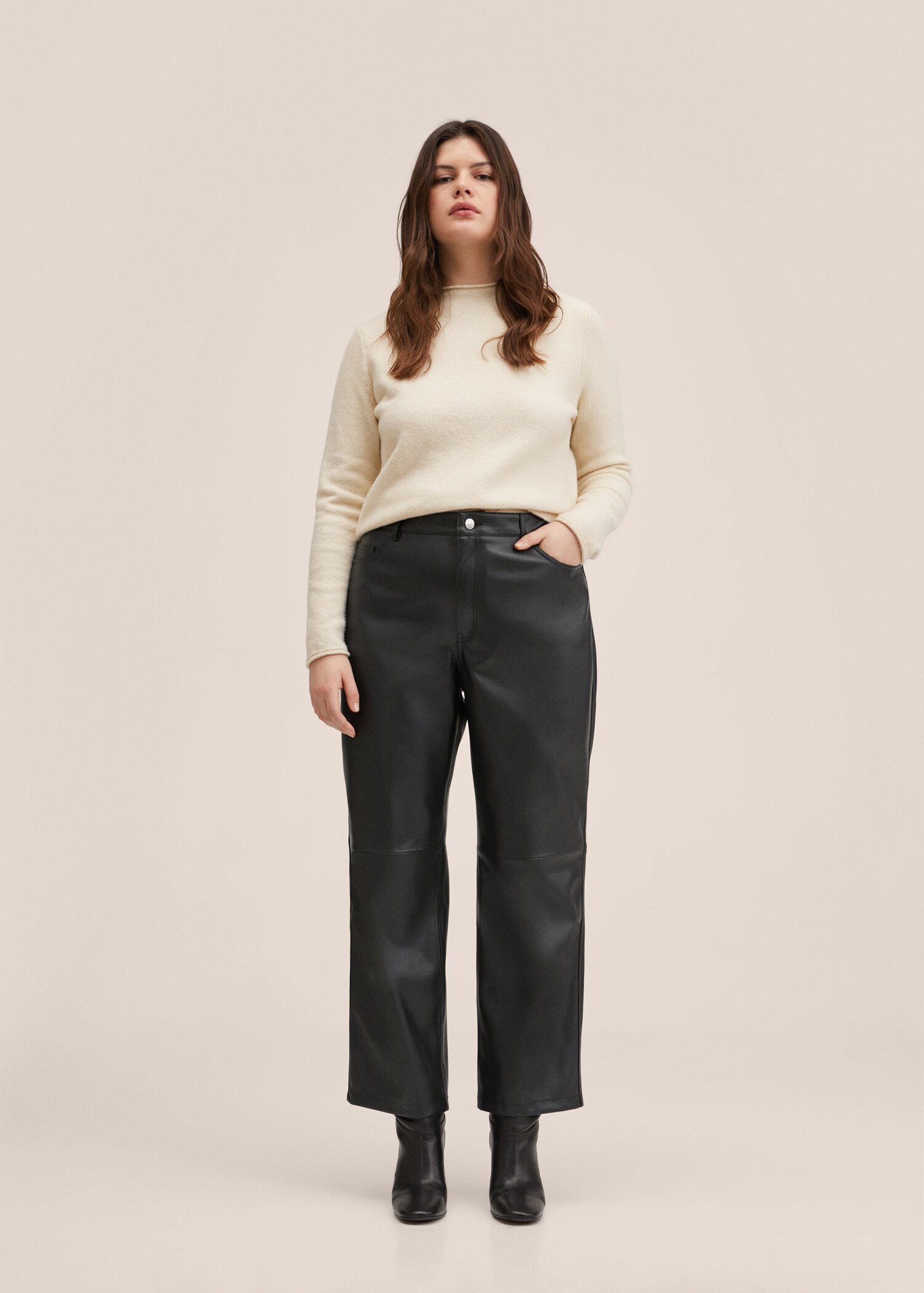 Pantalón recto efecto piel - Detalle del artículo 3