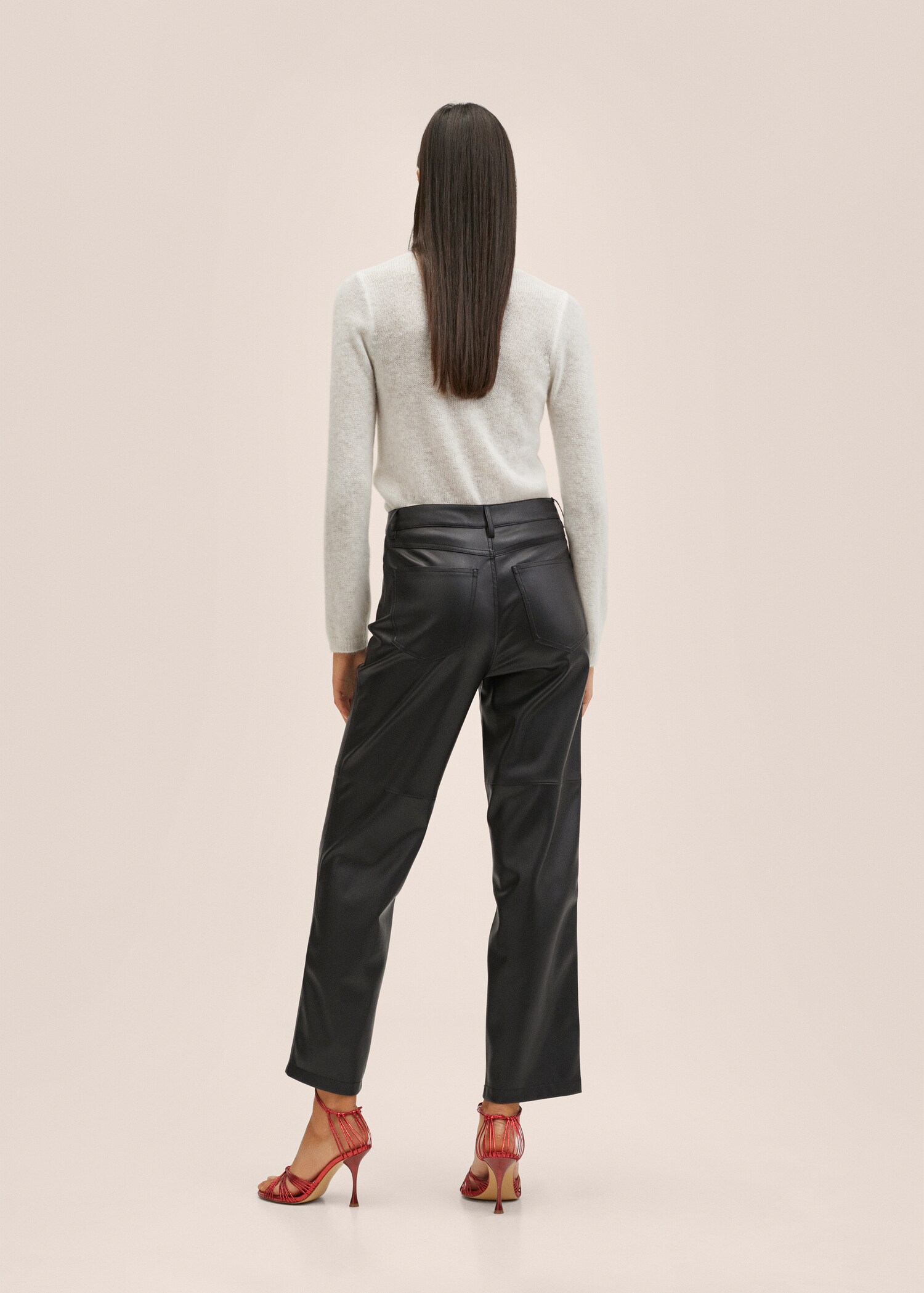 Pantalón recto efecto piel - Reverso del artículo