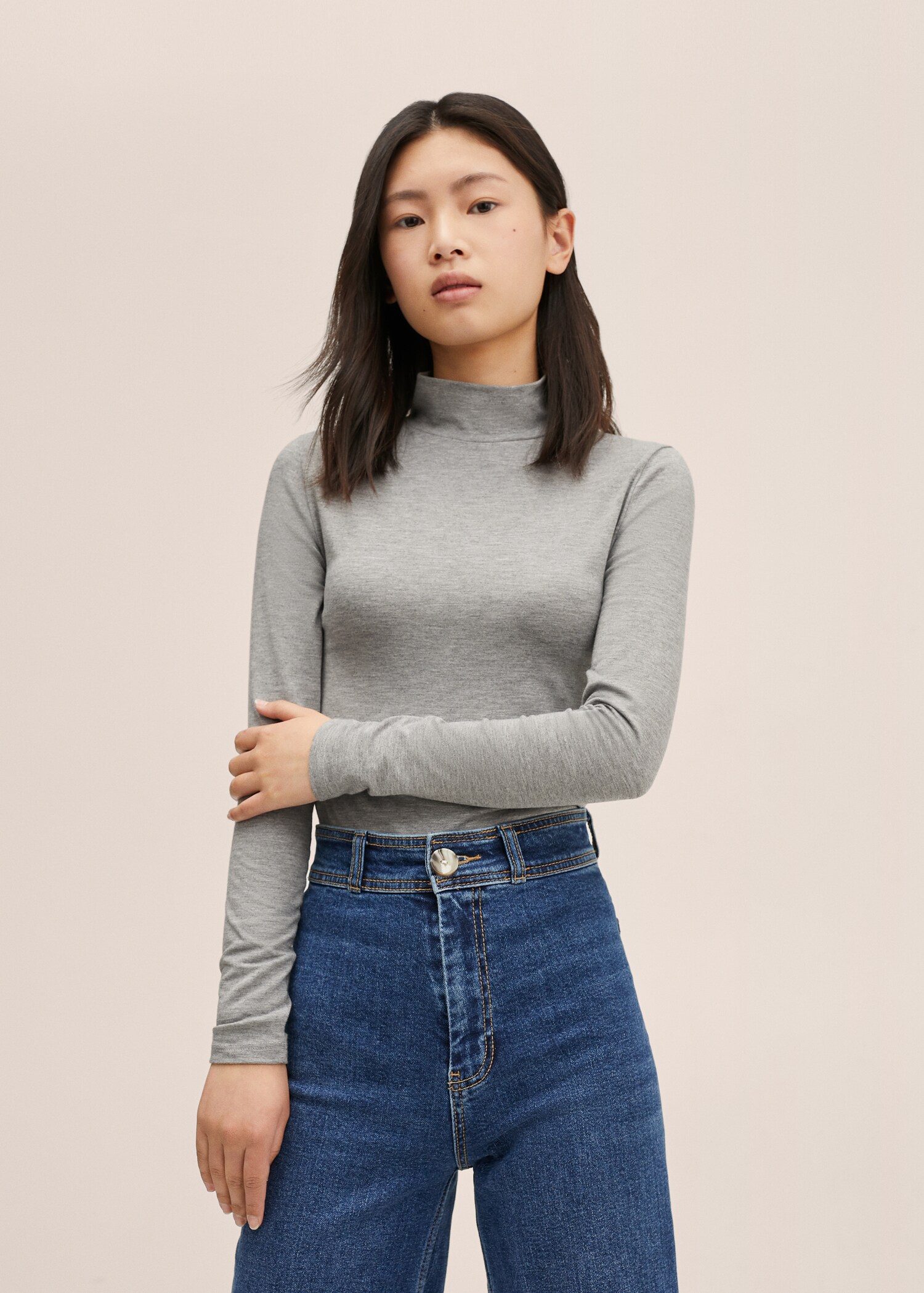 Stand collar T-shirt - Medium plane