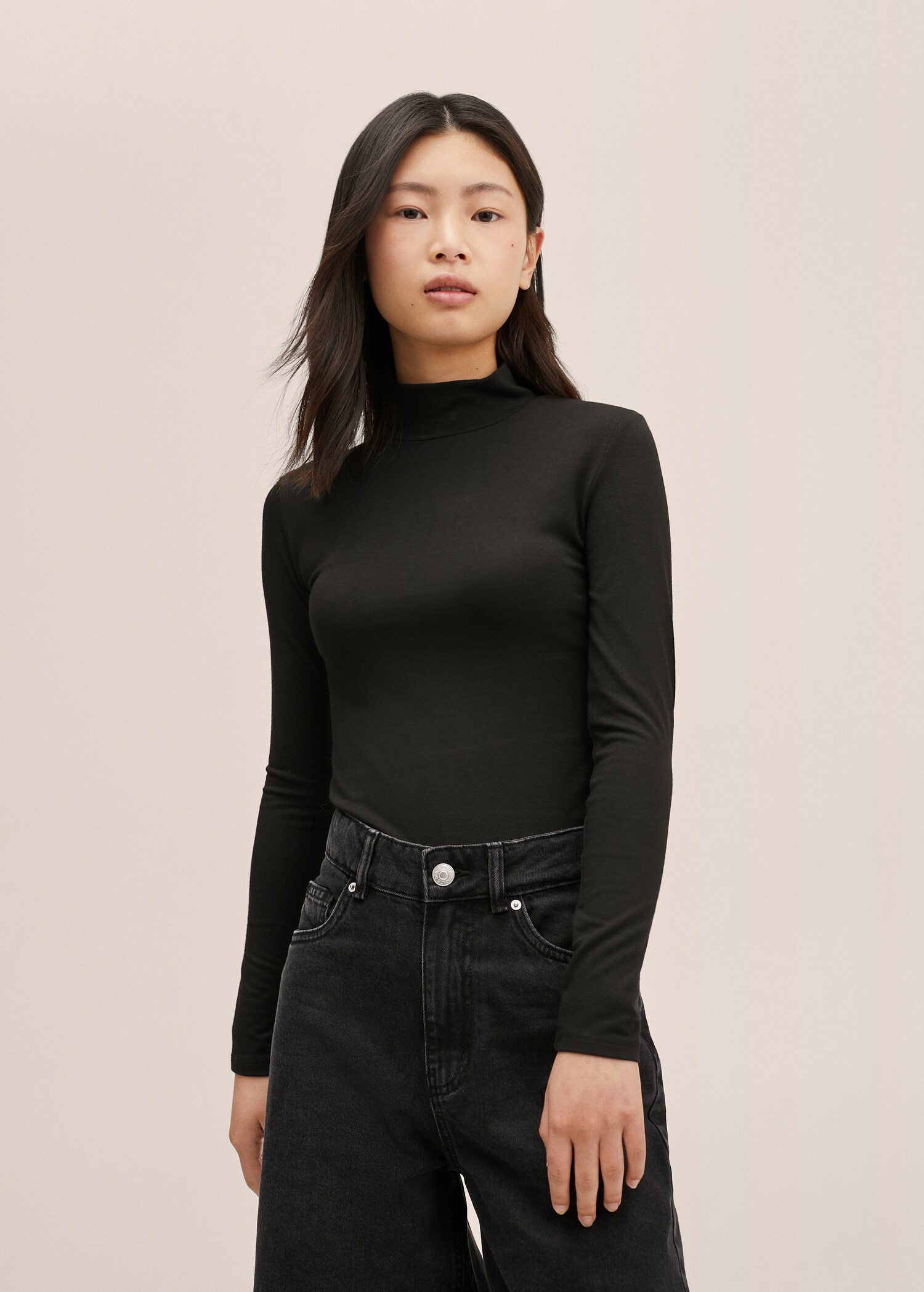 Stand collar T-shirt - Medium plane
