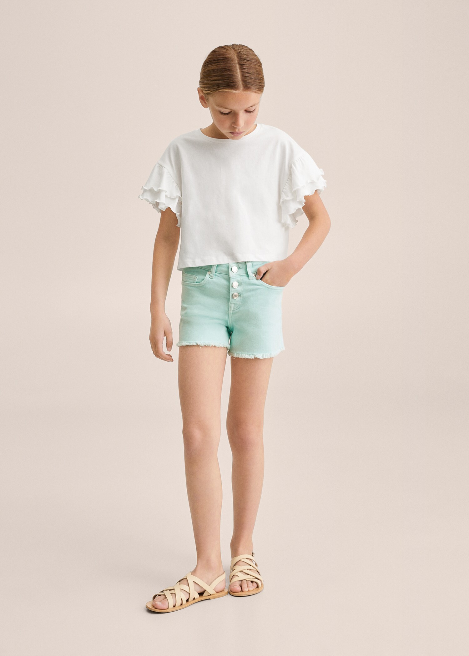 Buttoned denim shorts - Medium plane