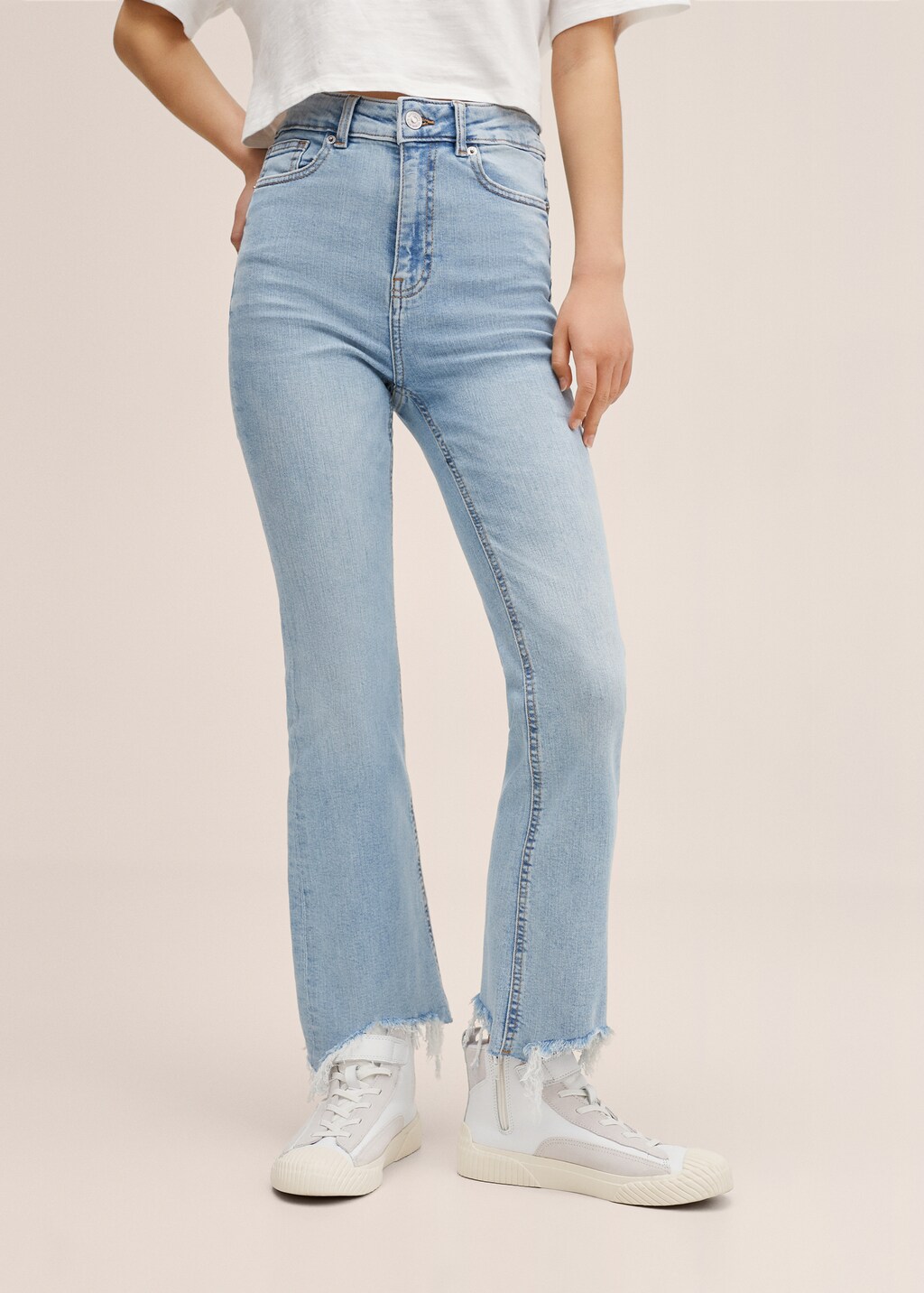 Jean bootcut bas effiloche