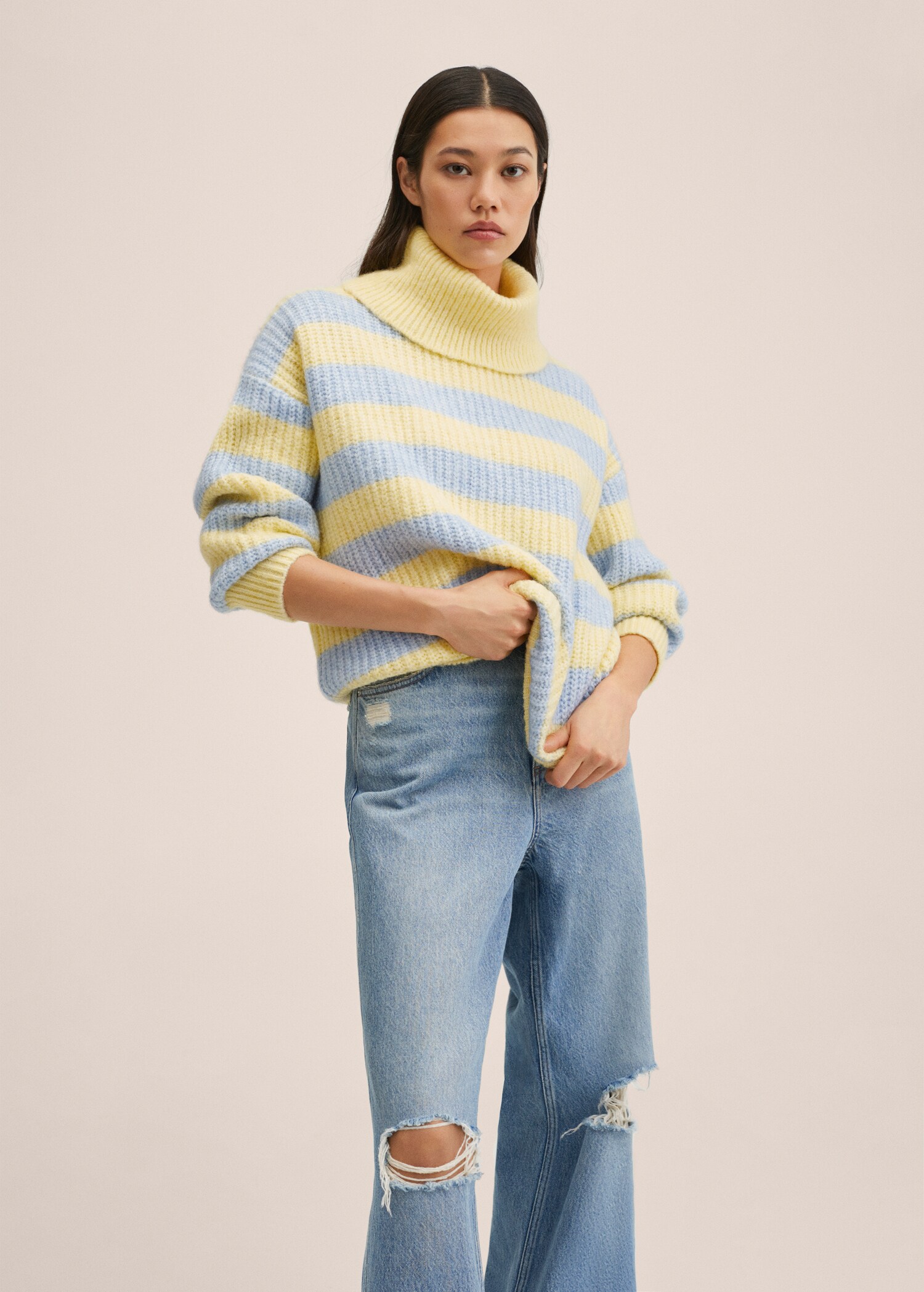 Pull-over rayures oversize - Plan moyen