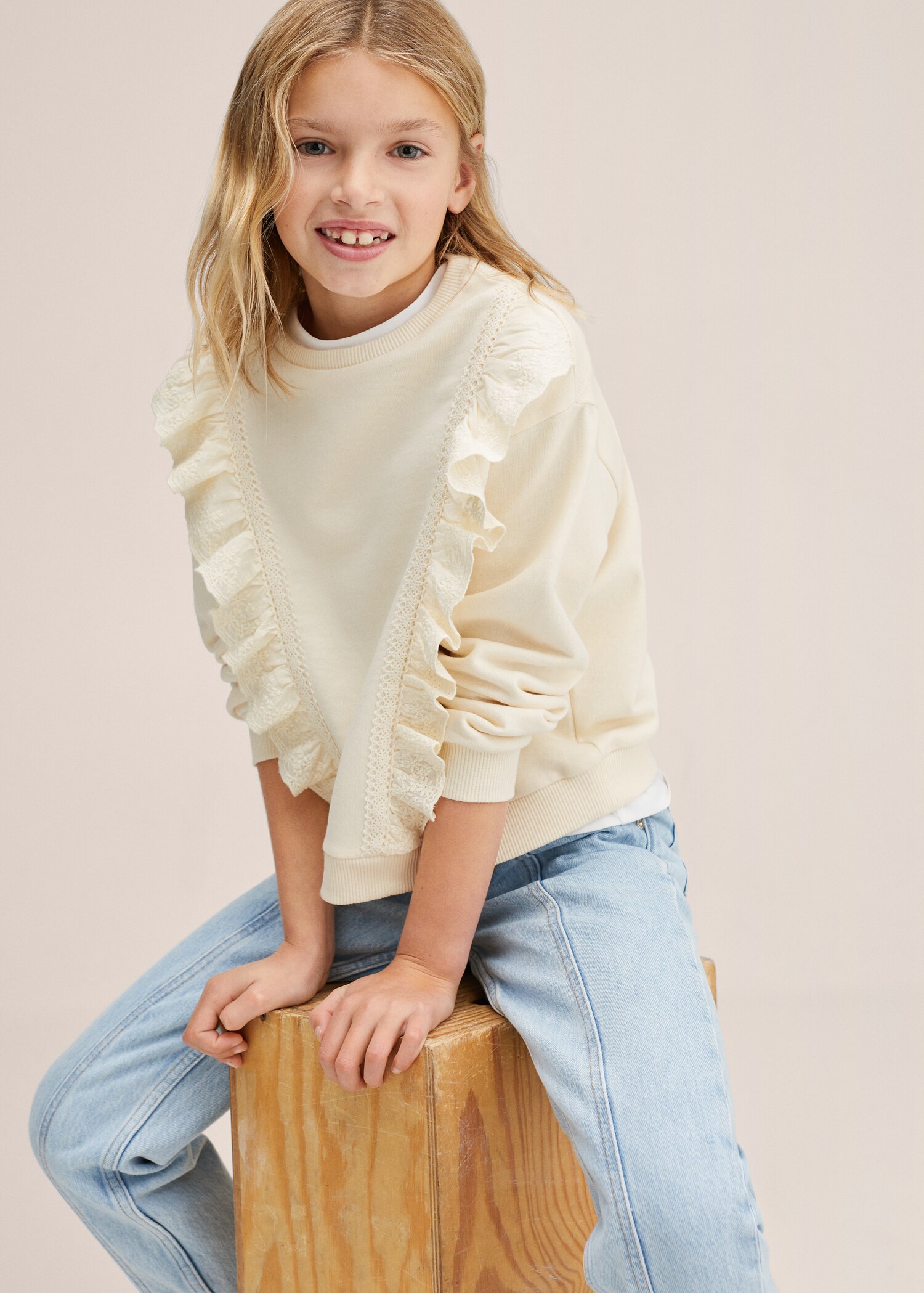 Baumwoll-Sweatshirt mit Rüschen - Detail des Artikels 1