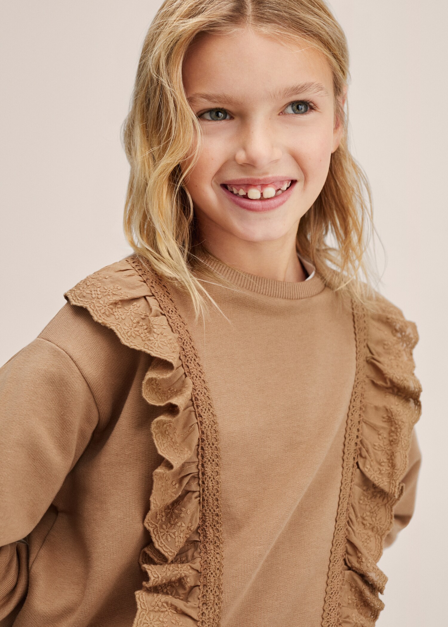Baumwoll-Sweatshirt mit Rüschen - Detail des Artikels 1