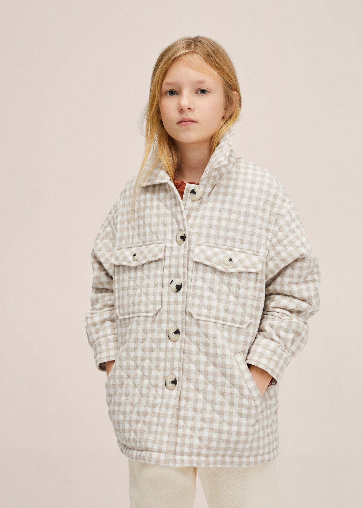 Gingham check padded overshirt - Medium plane