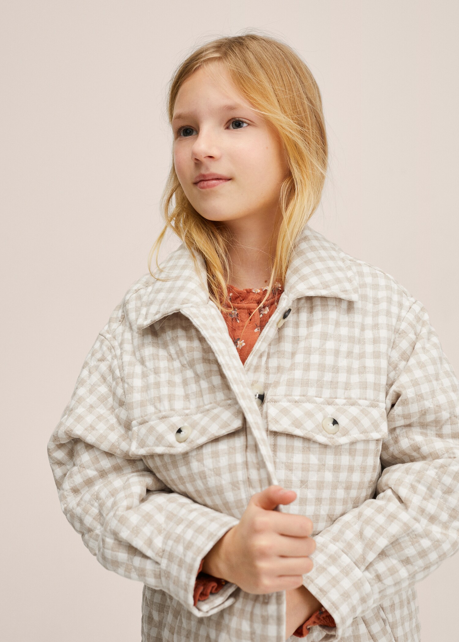 Gingham check padded overshirt - Details of the article 2