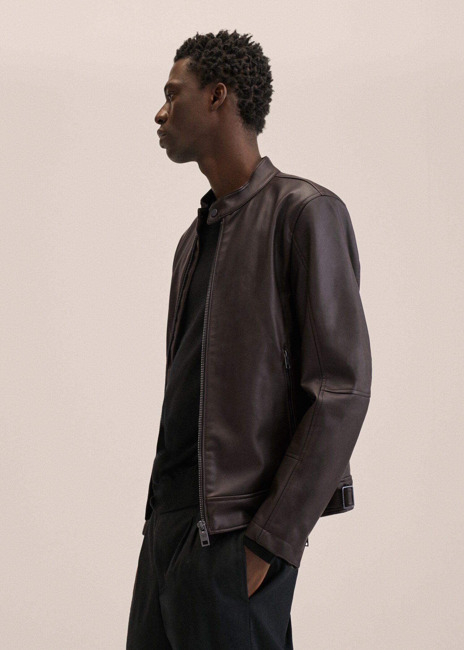 Faux-leather biker jacket - Details of the article 2