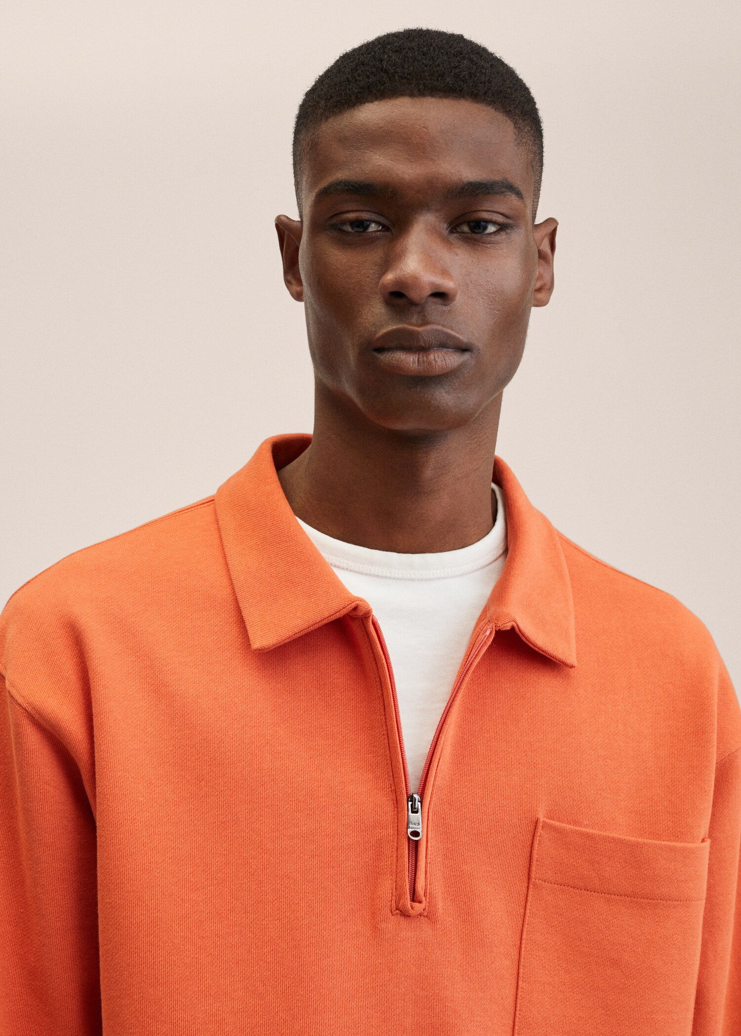 Cotton sweatshirt with zip neck - Details of the article 1