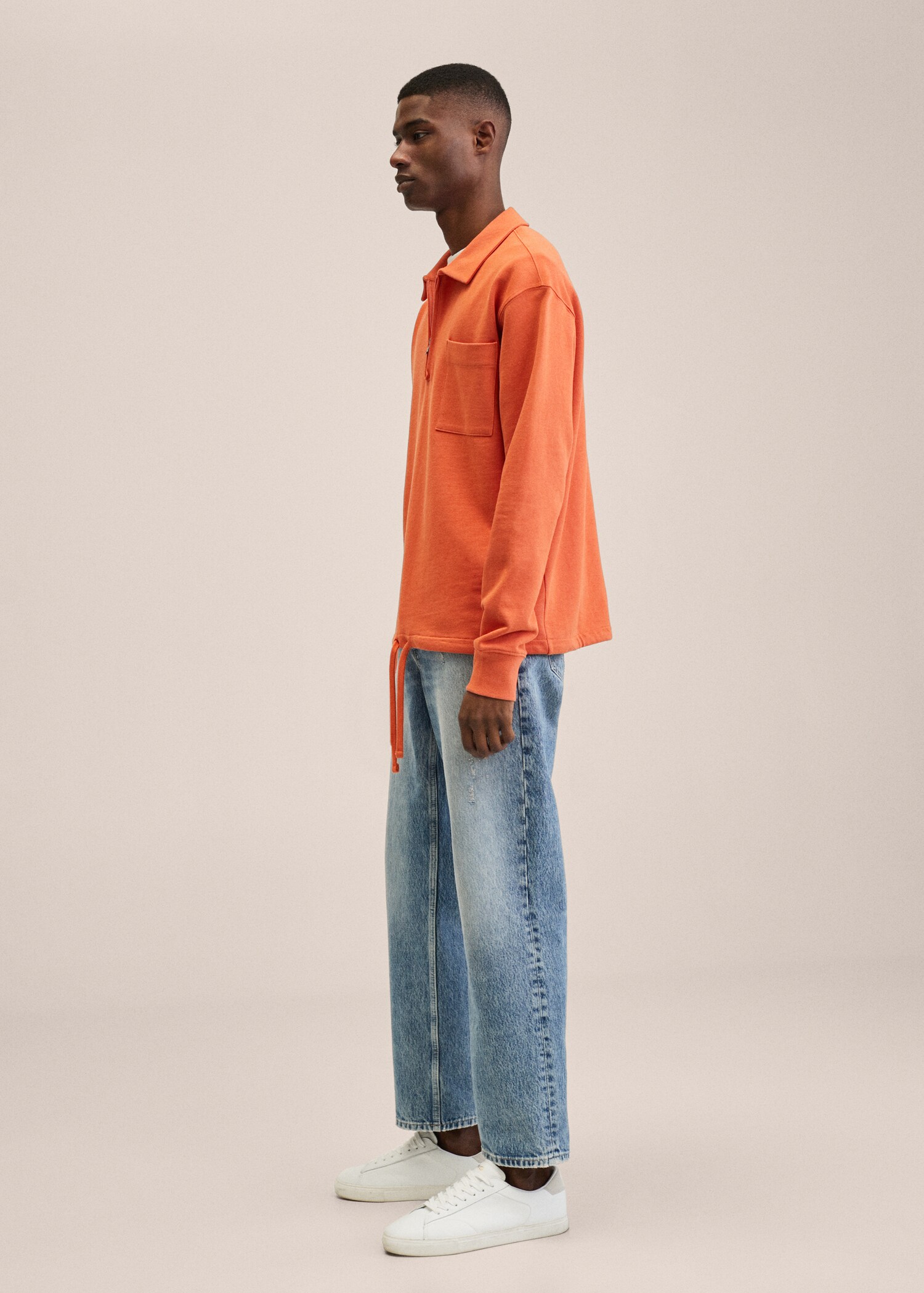 Cotton sweatshirt with zip neck - Details of the article 2