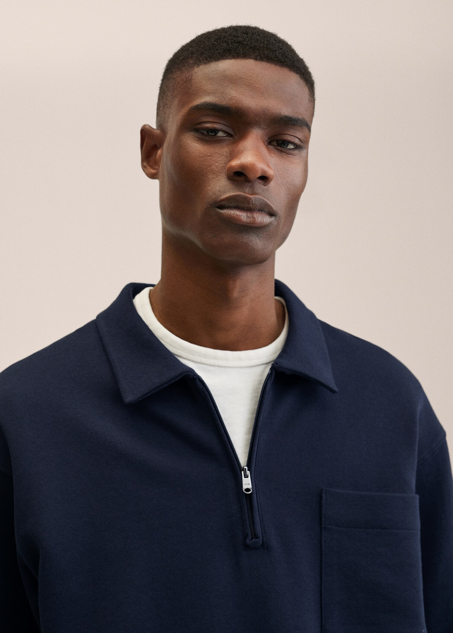 Cotton sweatshirt with zip neck - Details of the article 2