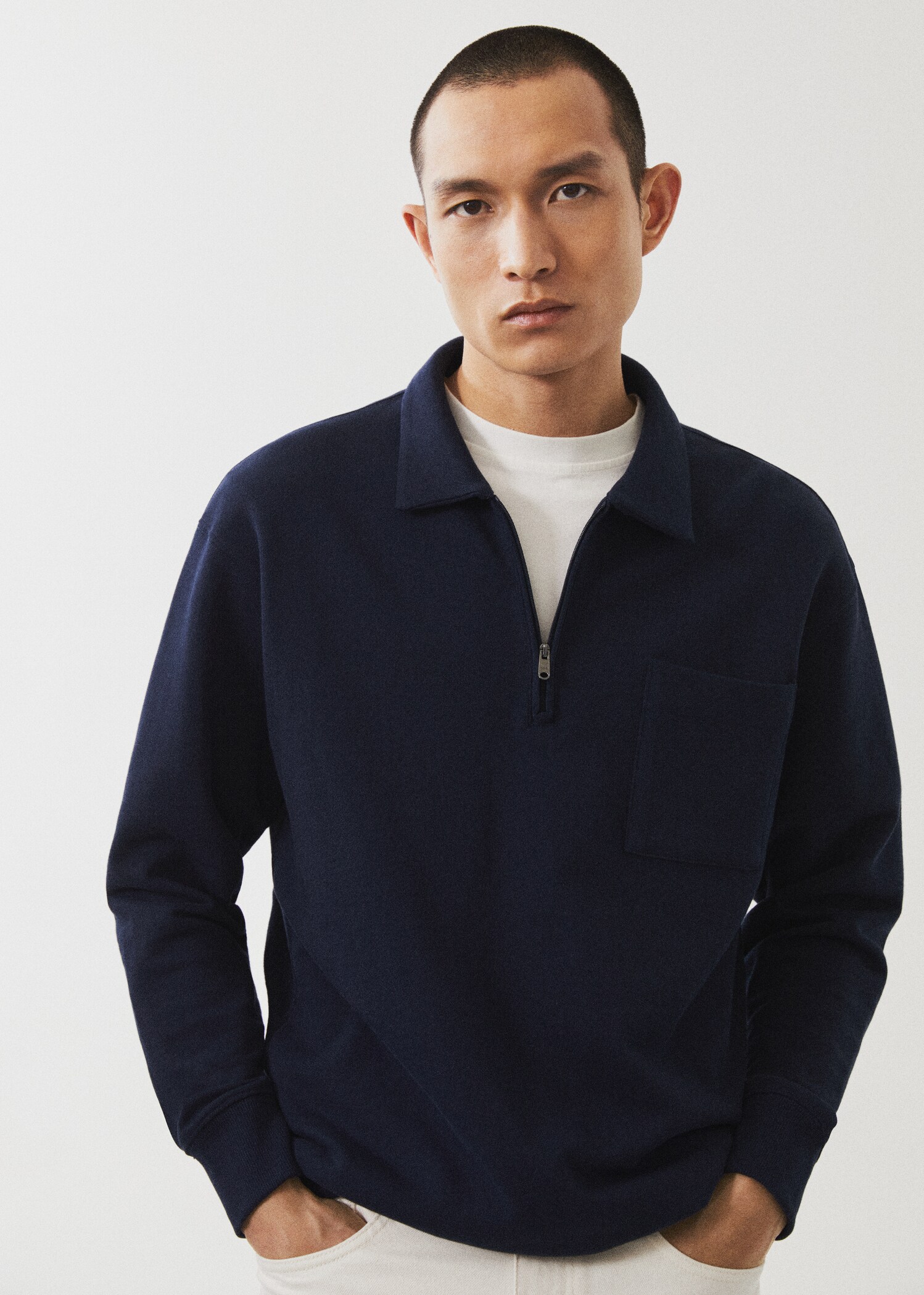 Cotton sweatshirt with zip neck - Details of the article 6