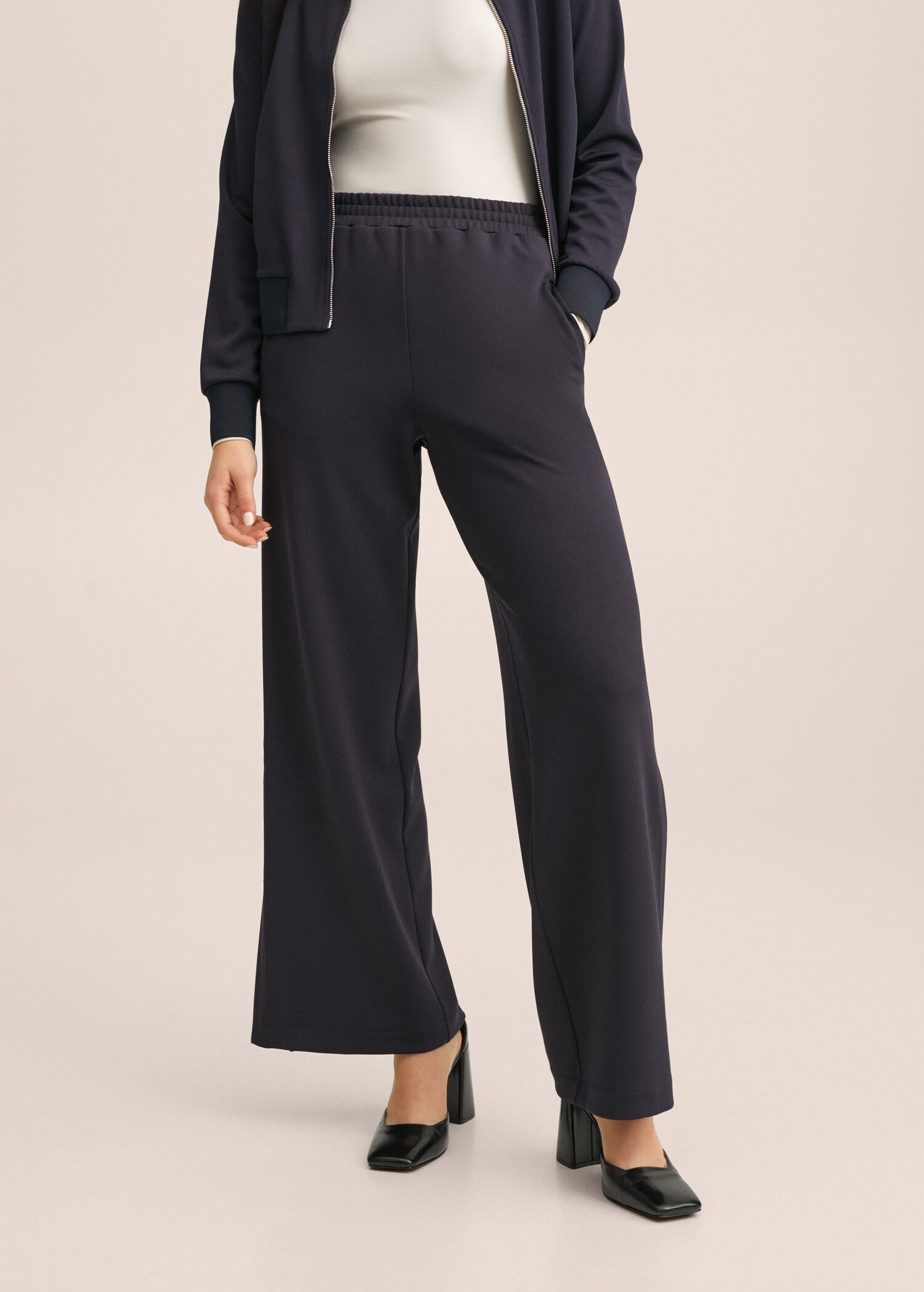 Wideleg trousers with elastic waist - Medium plane