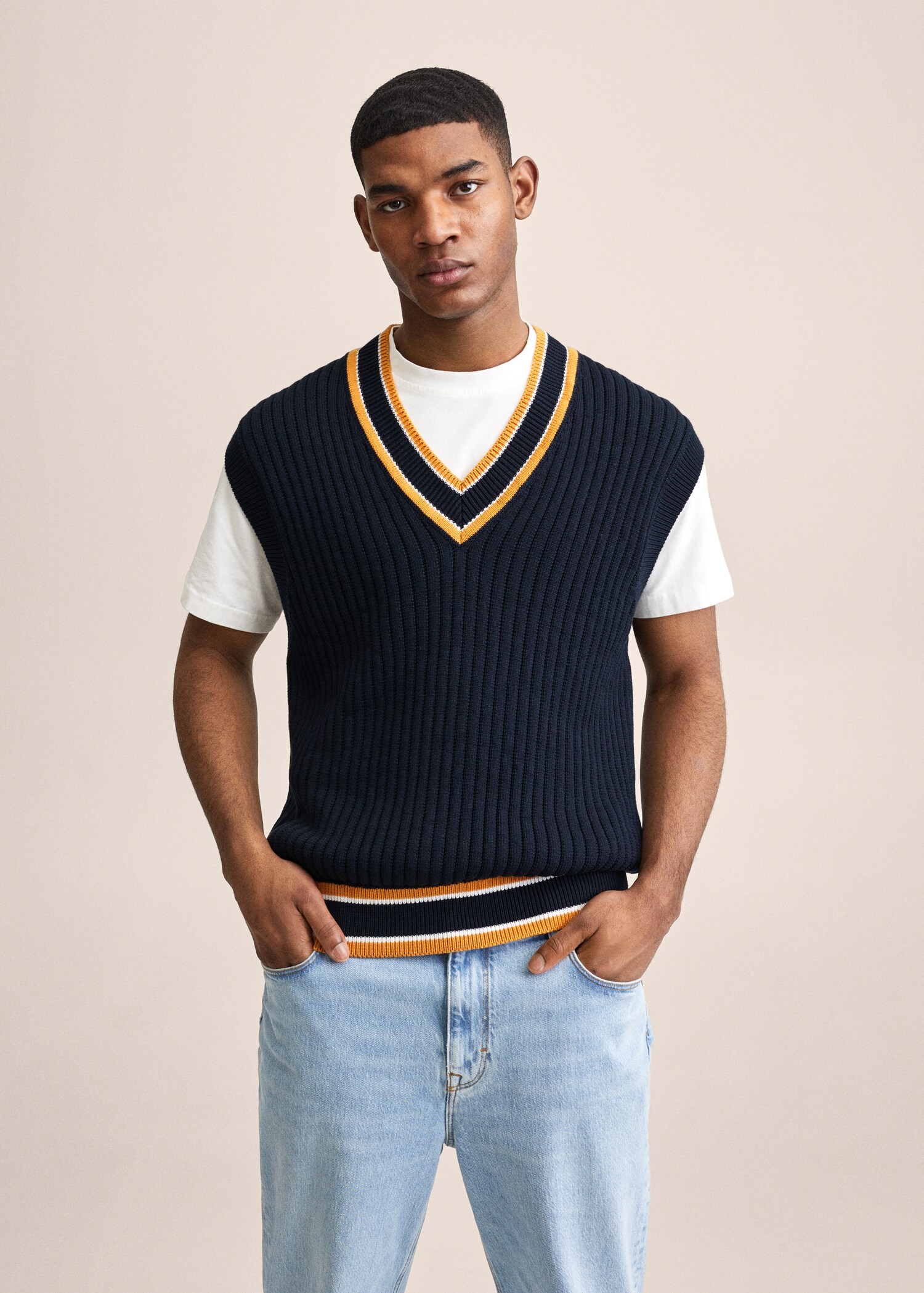 Cotton varsity gilet - Medium plane