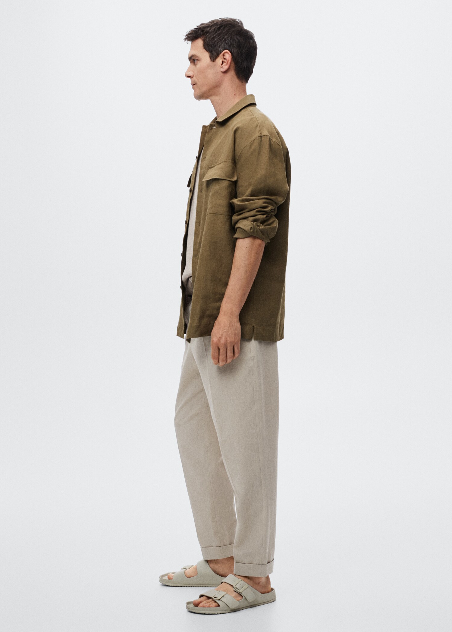 Linen overshirt with pocket - Details of the article 2