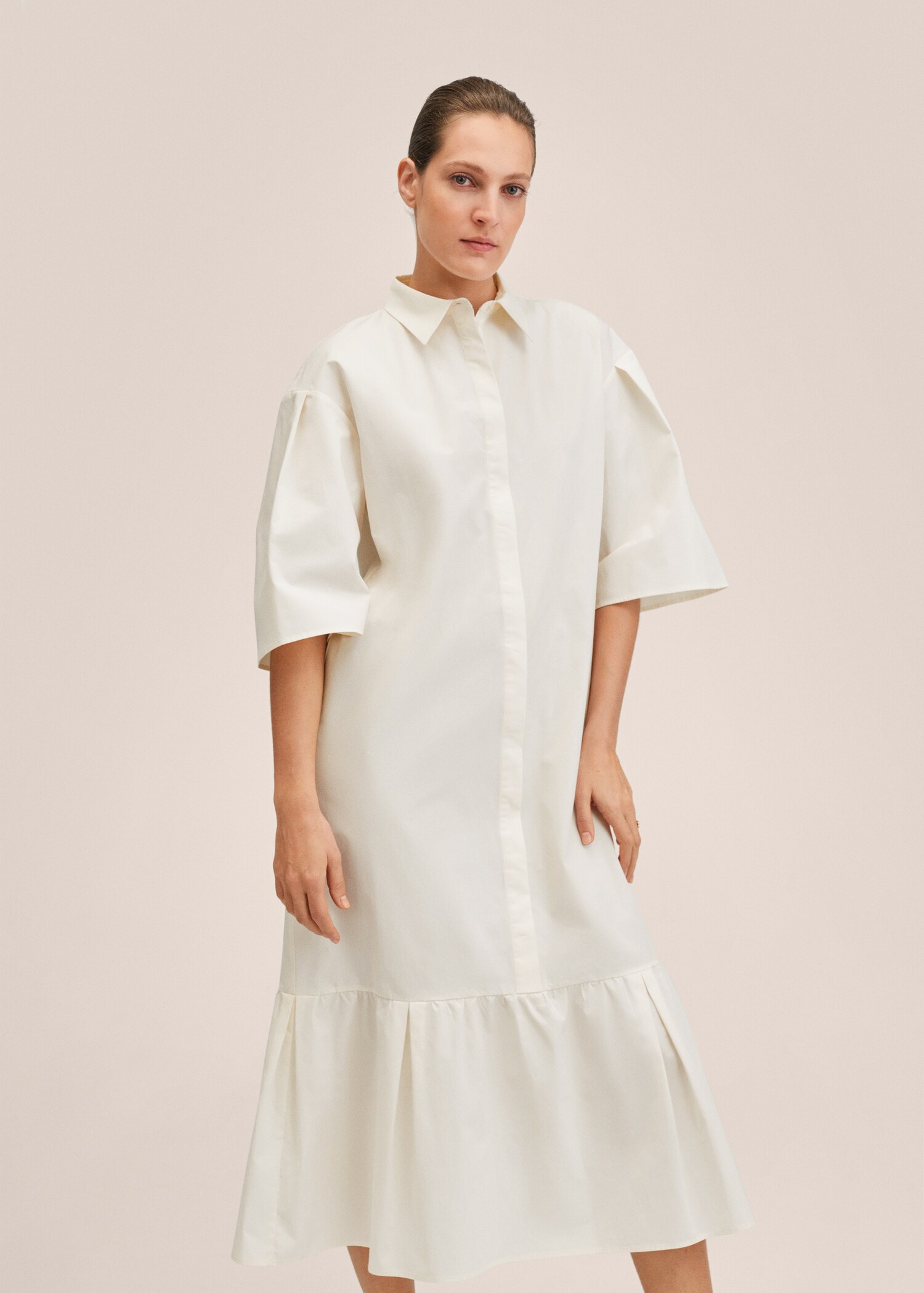 Vestido camisero algodón oversize - Plano medio