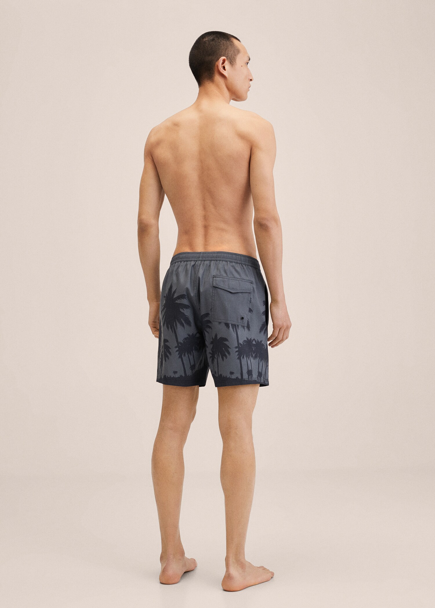 Tropical print swimming trunks - Reverse of the article