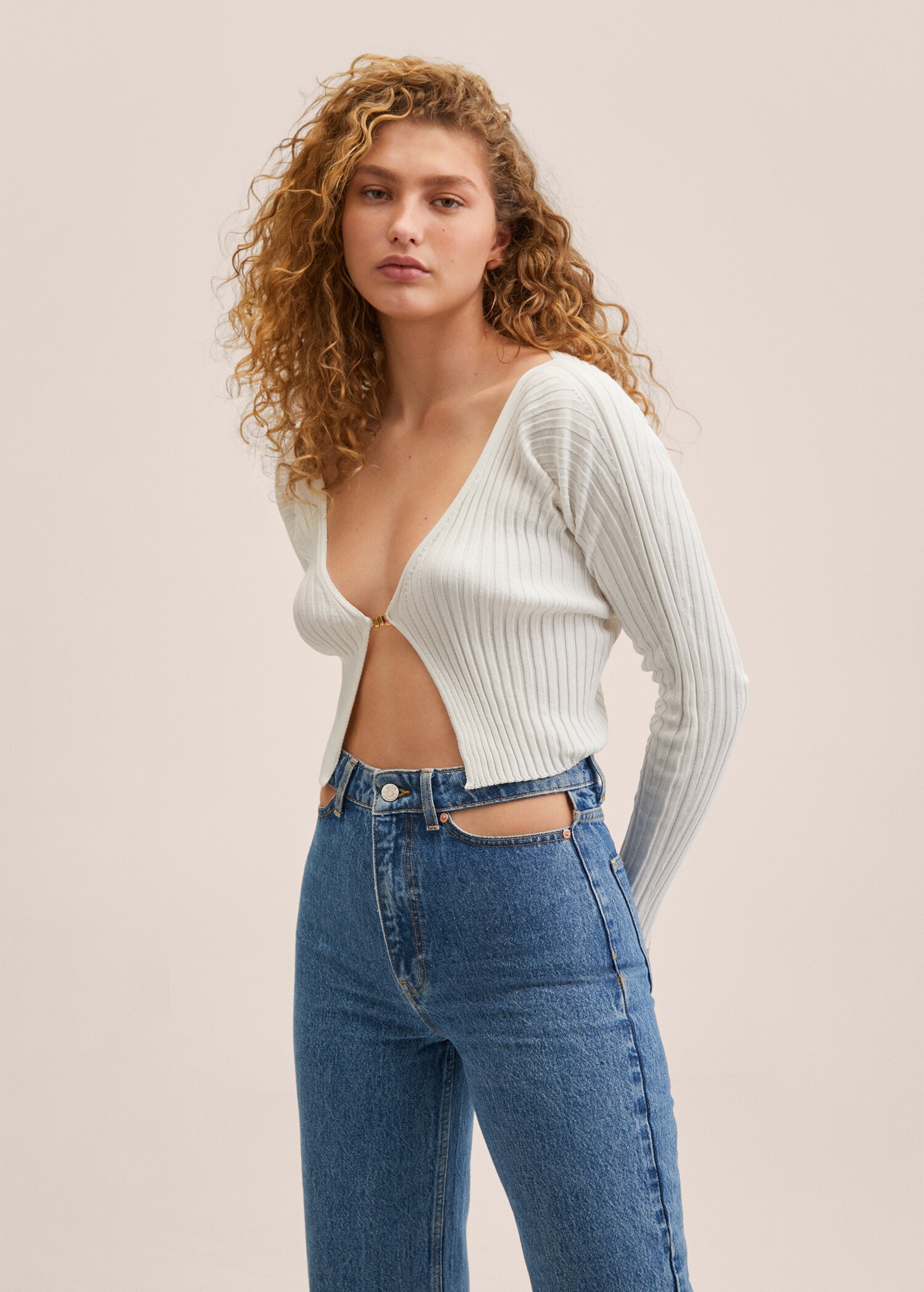 Knitted cropped cardigan - Medium plane