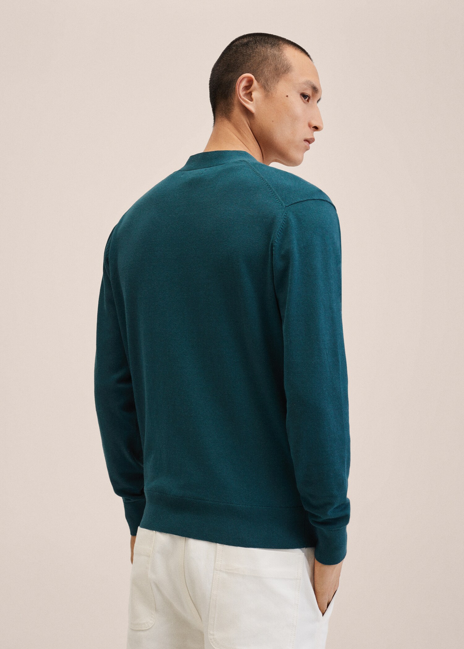 Buttoned cotton cardigan - Reverse of the article