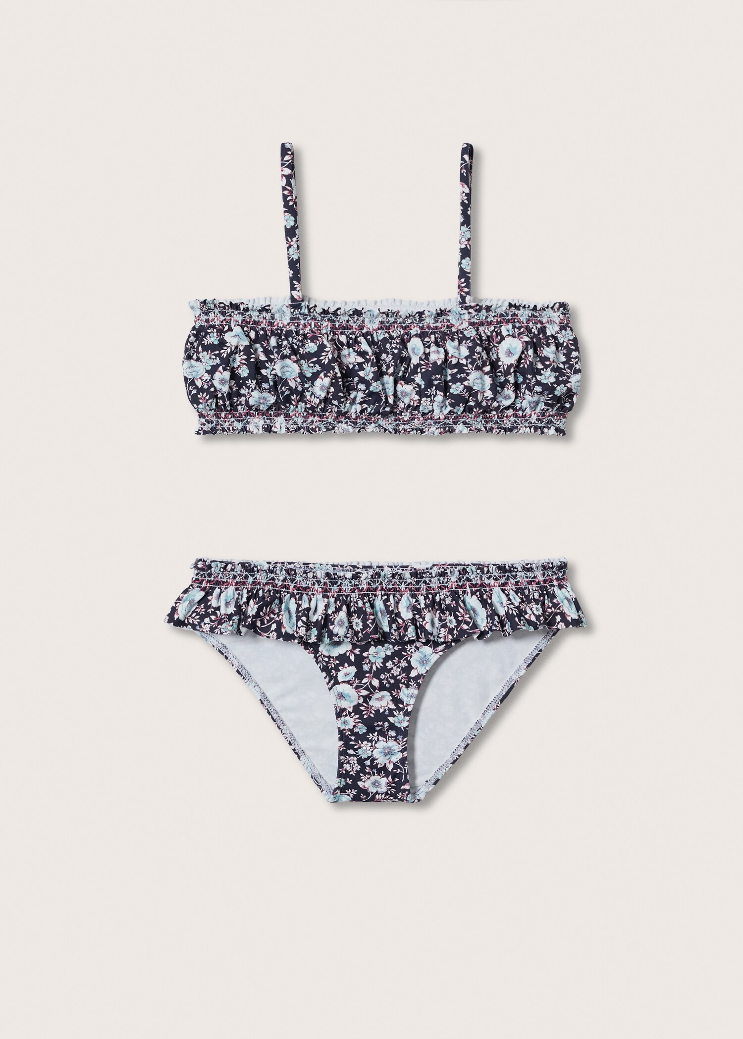 Gebloemde bikini met ruche - Artikel zonder model