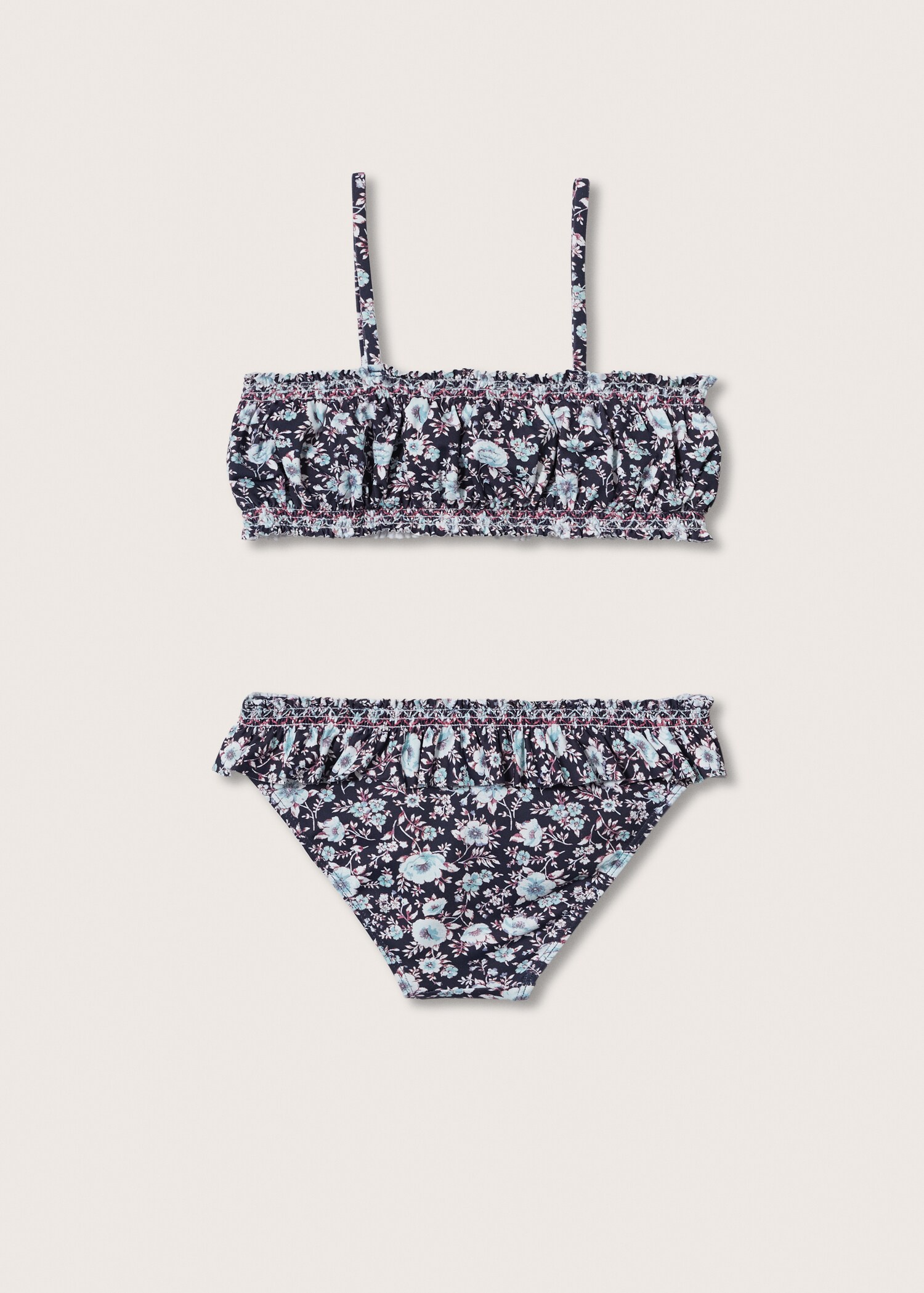 Gebloemde bikini met ruche - Achterkant van het artikel