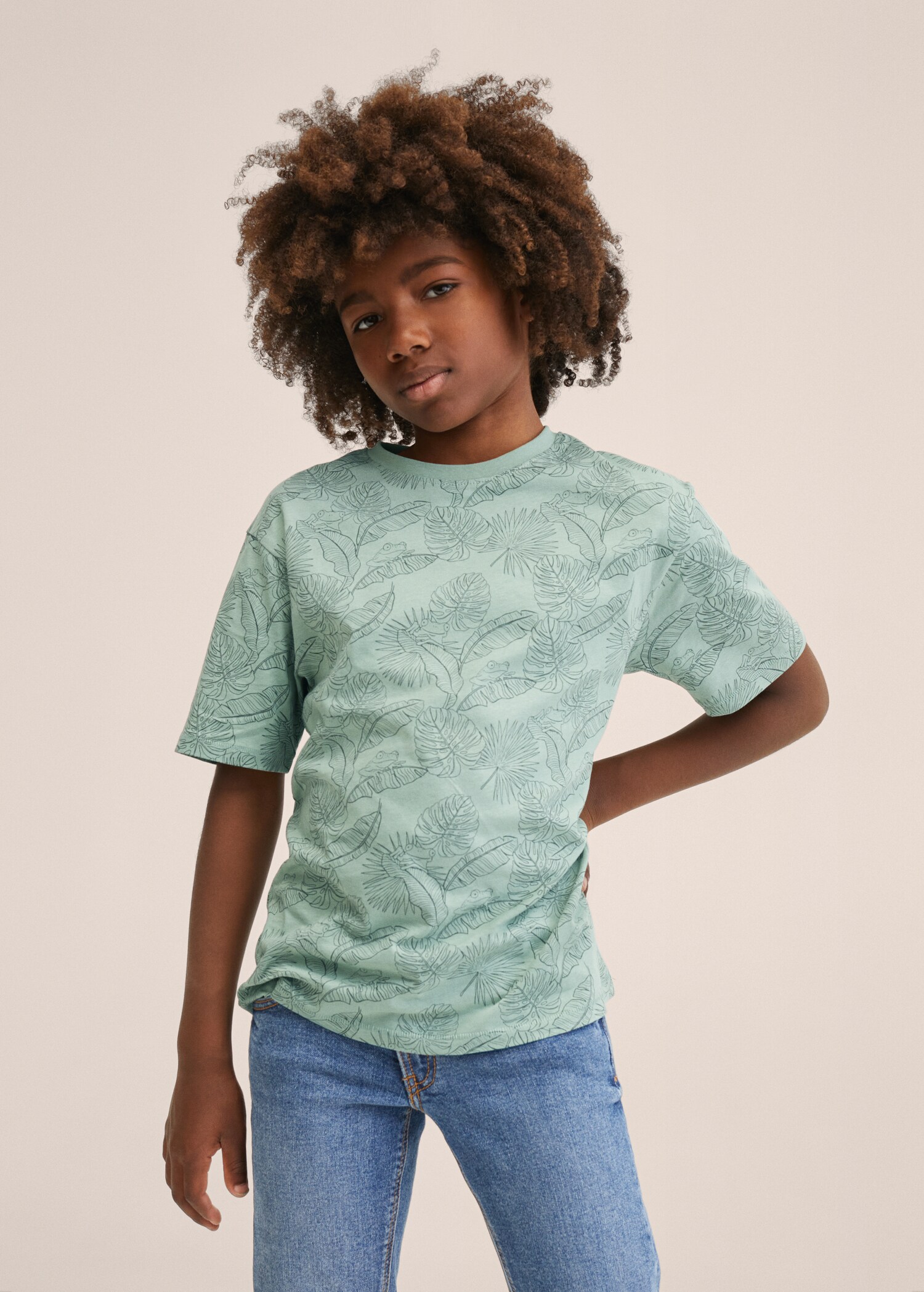Leaf print T-shirt - Medium plane