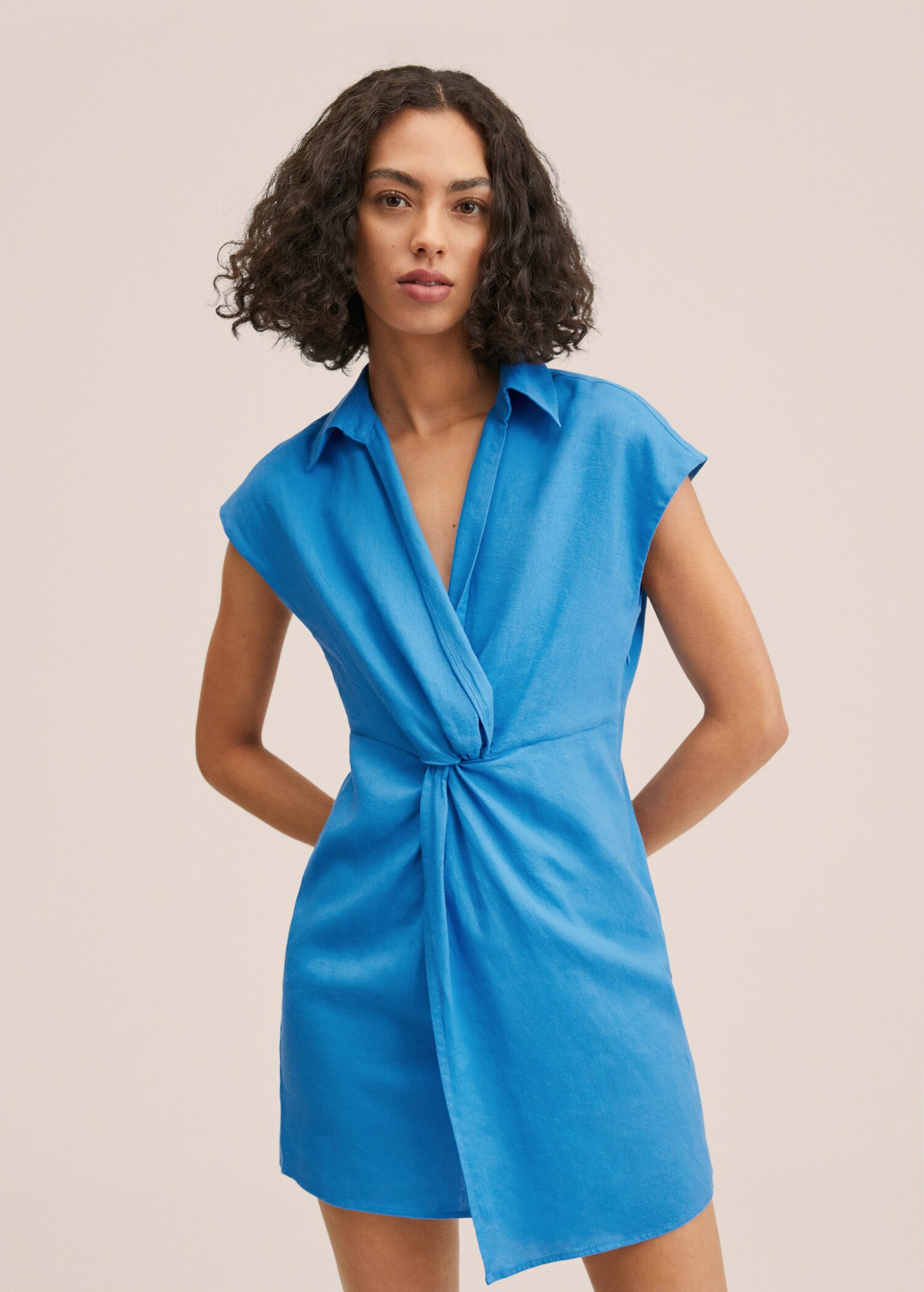 Vestido camisero lino - Plano medio