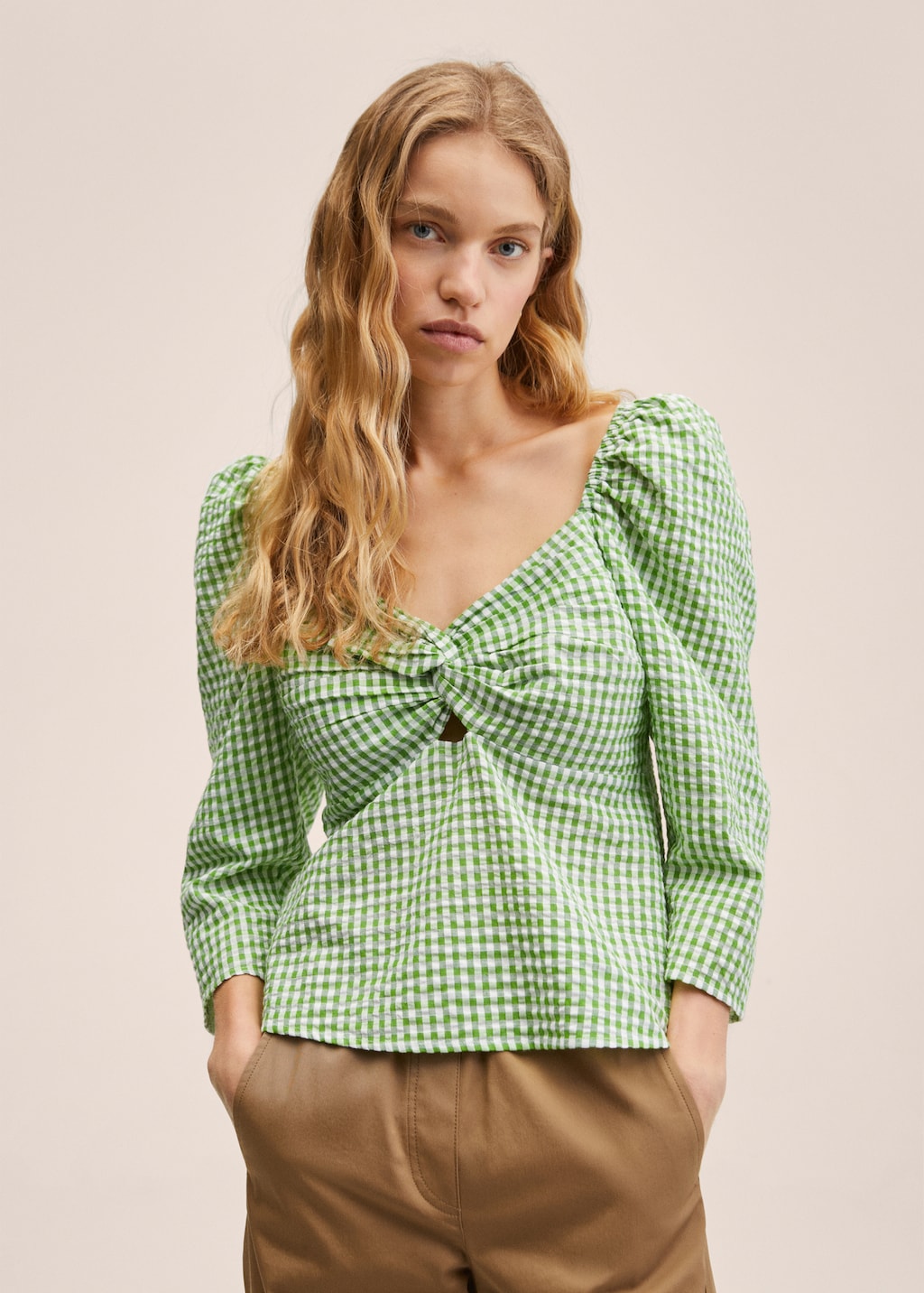 Green gingham shirt womens outlet