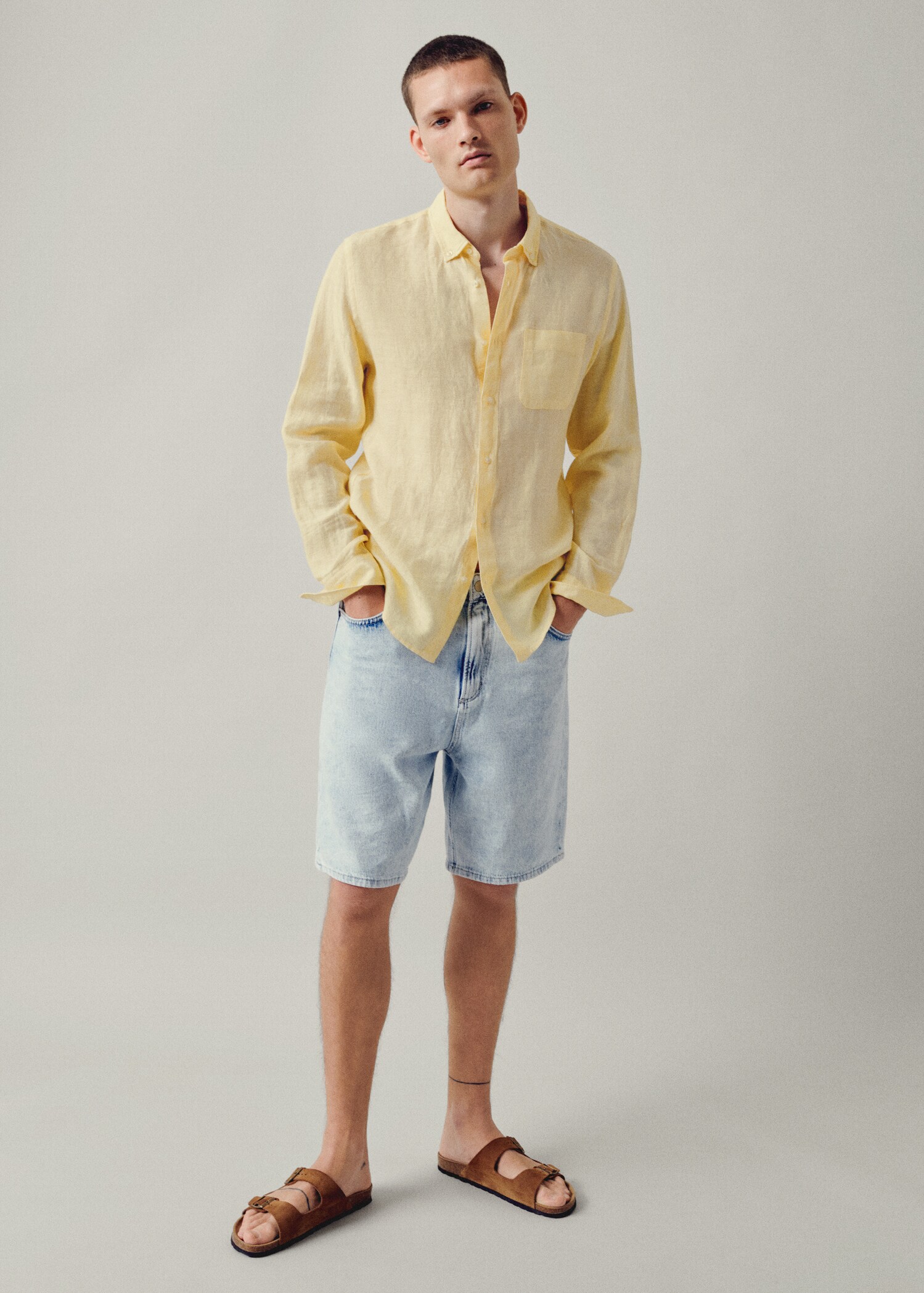 Jeans-Bermudashorts mit Bleached-Waschung - Detail des Artikels 6
