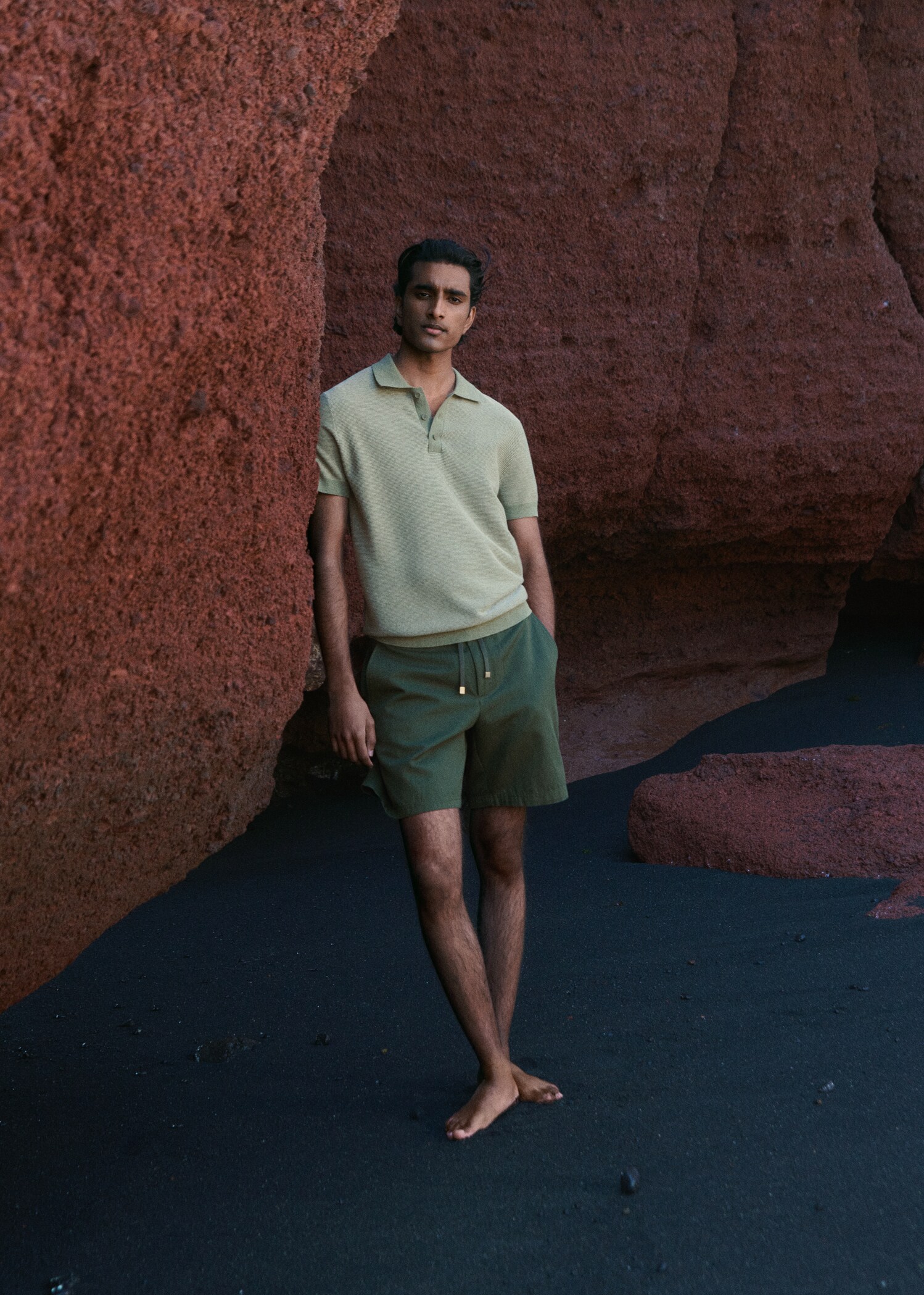 Bermudashorts aus Baumwoll-/Leinen-Mix mit Kordelzug - Detail des Artikels 5