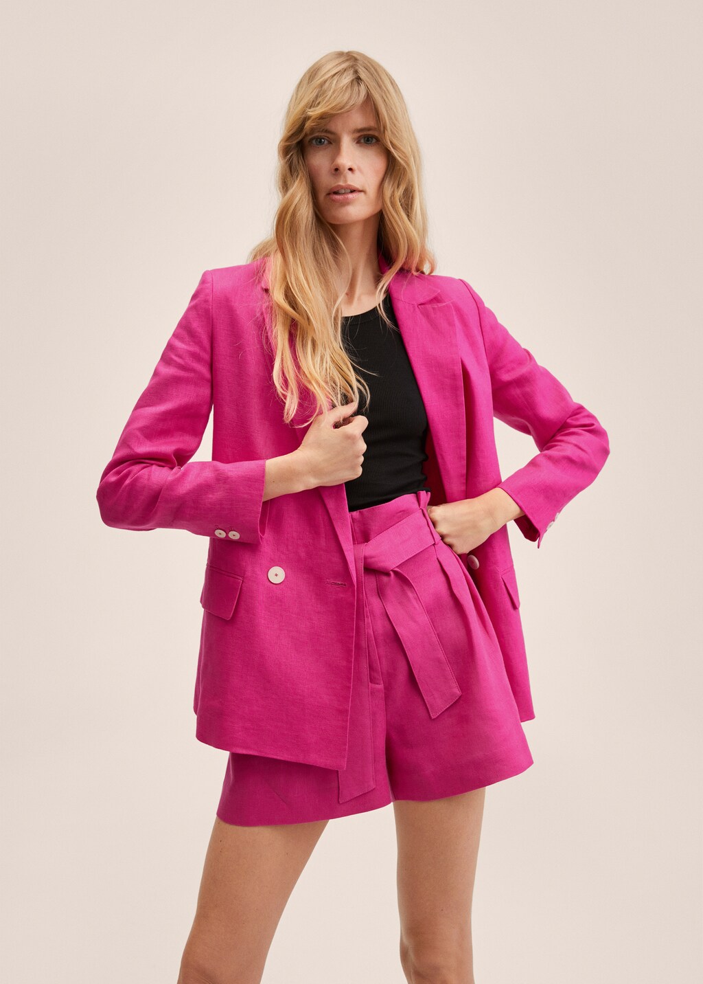 Blazer suit 100 linen Women MANGO OUTLET Cyprus Euros