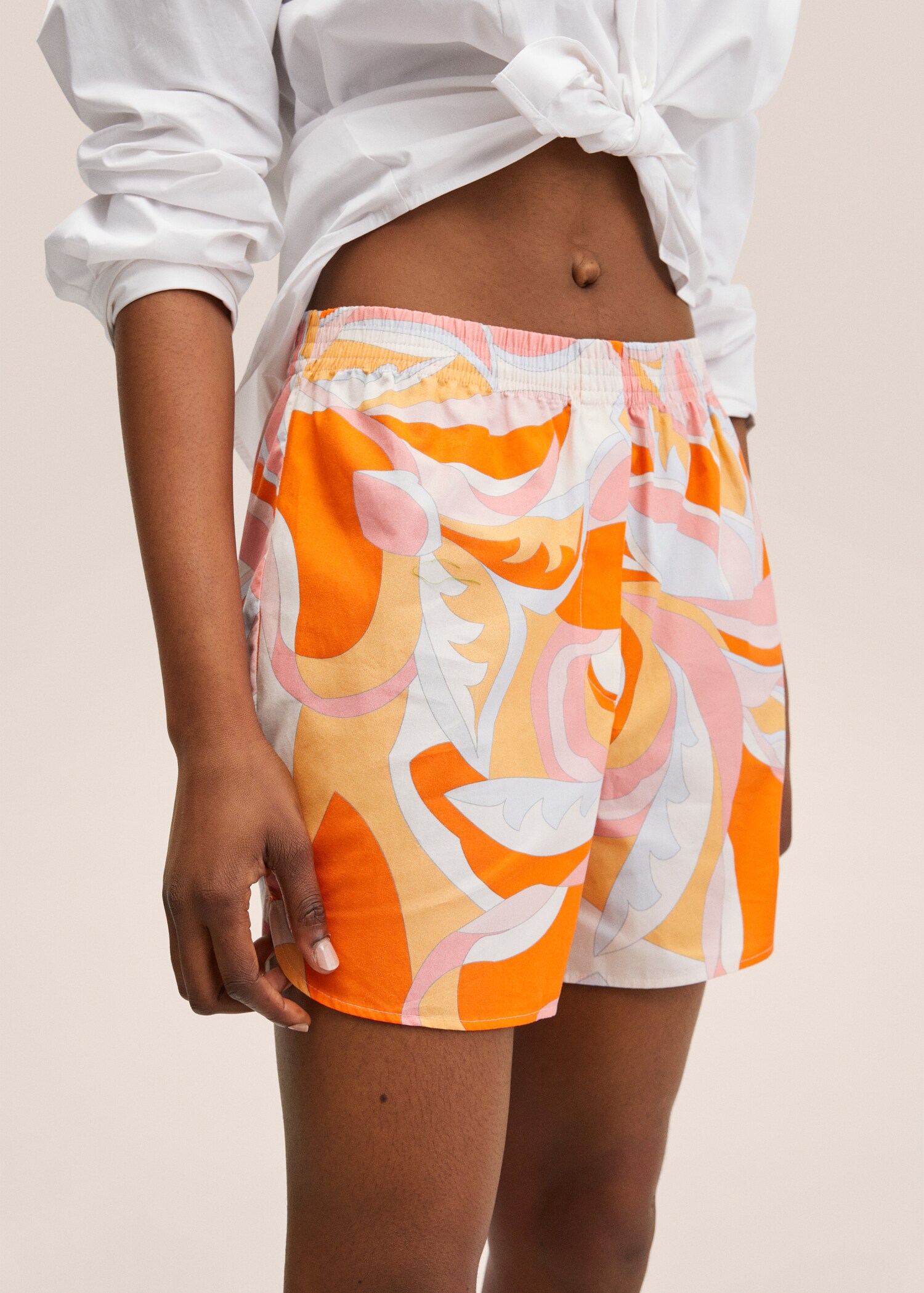 Printed cotton-blend short - Medium plane
