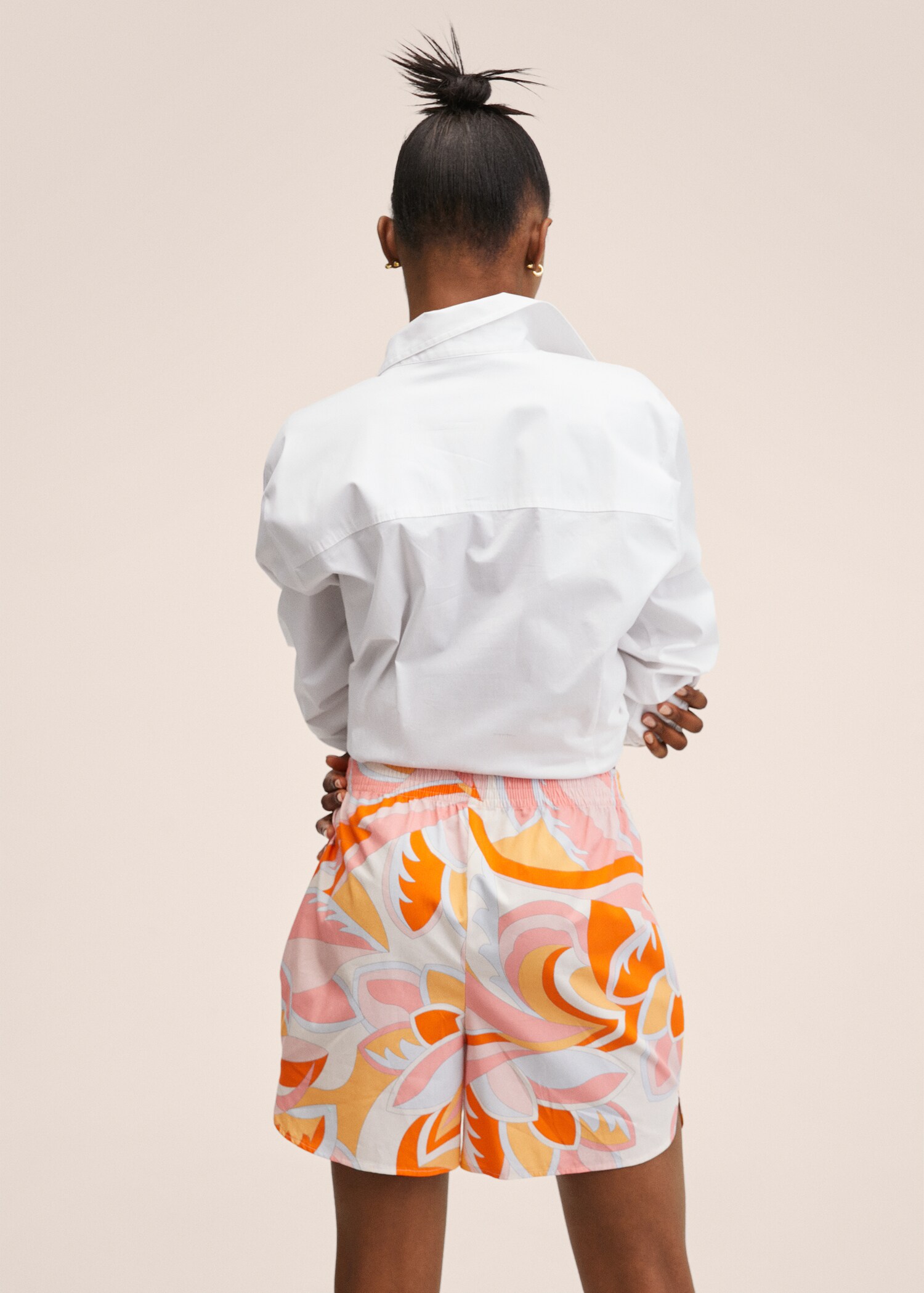 Printed cotton-blend short - Reverse of the article