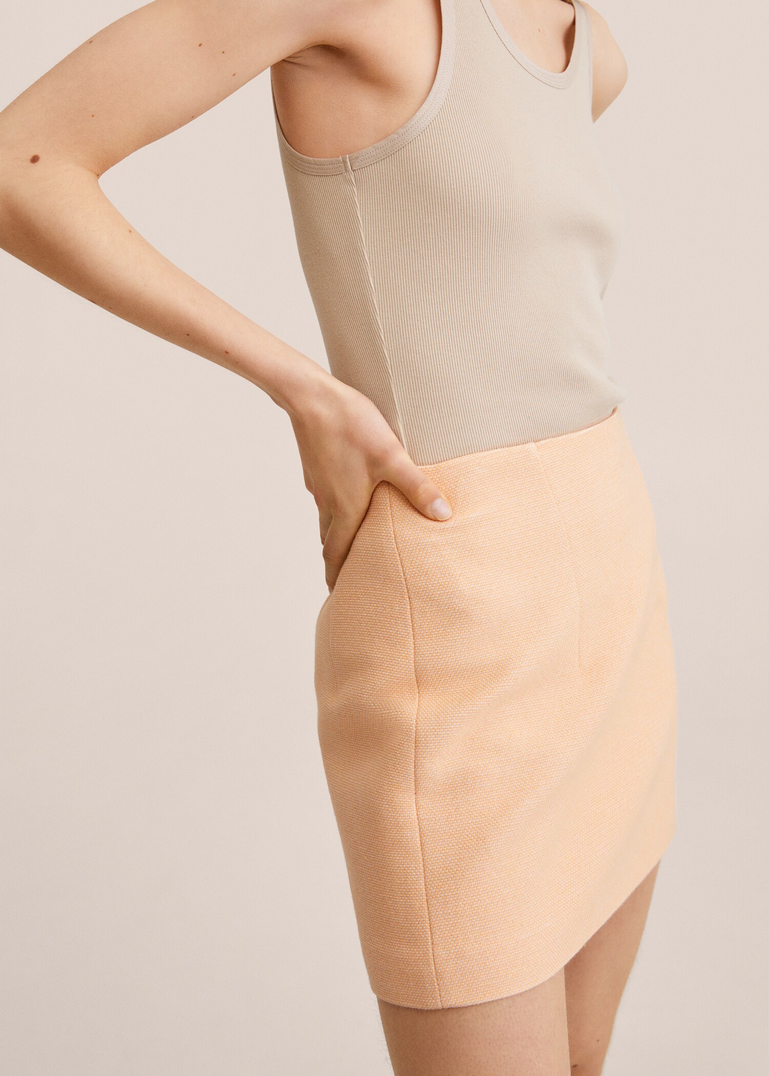 Jupe tailleur coton - Plan moyen