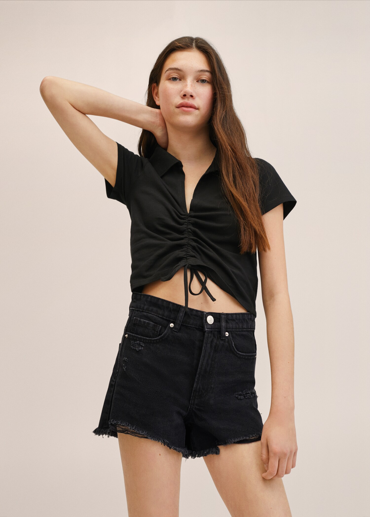 Ripped-detail denim short - Details of the article 2
