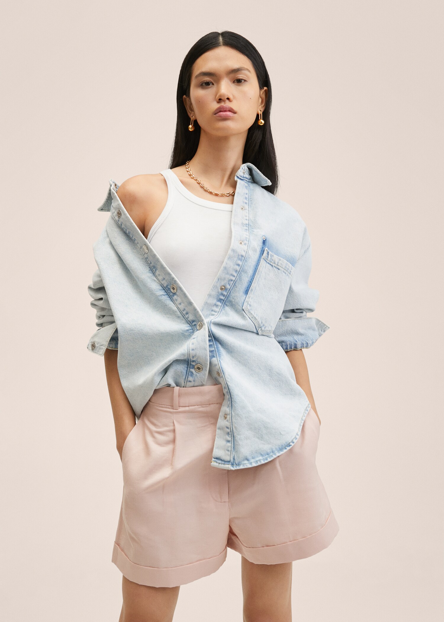 Pleated linen short - Medium plane