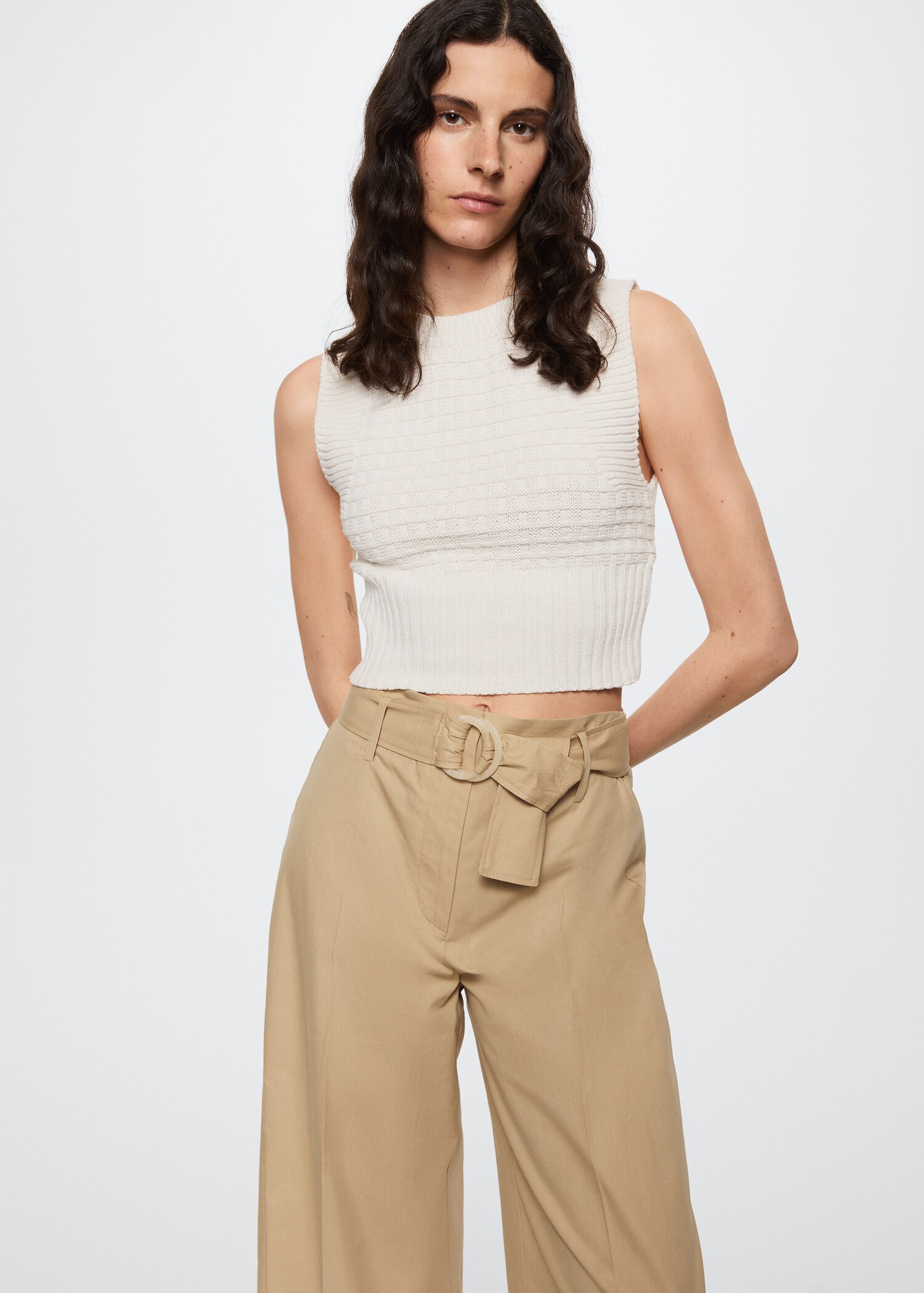 Belt cotton-blend trousers - Details of the article 1