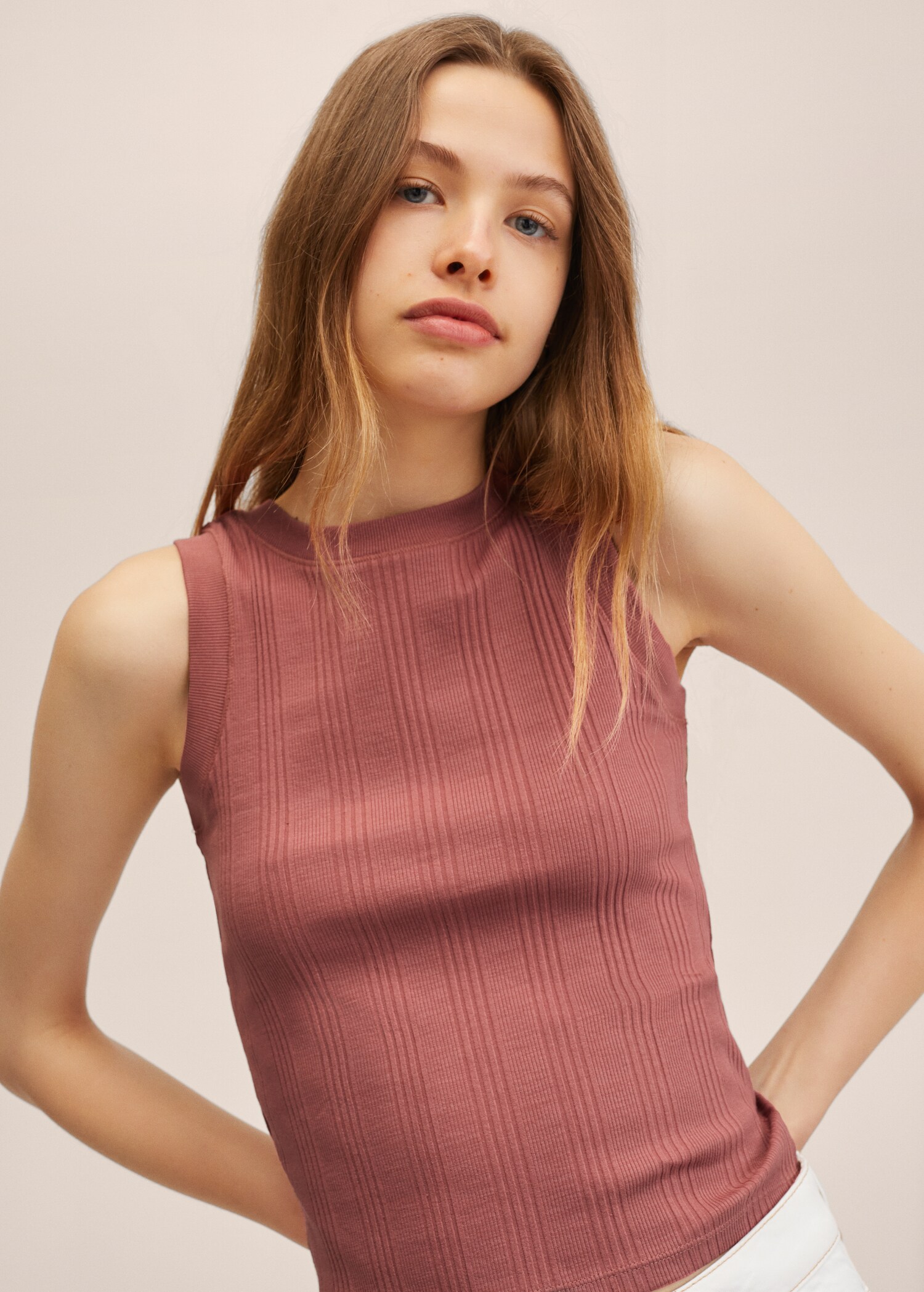 Ribbed cotton-blend top - Details of the article 1
