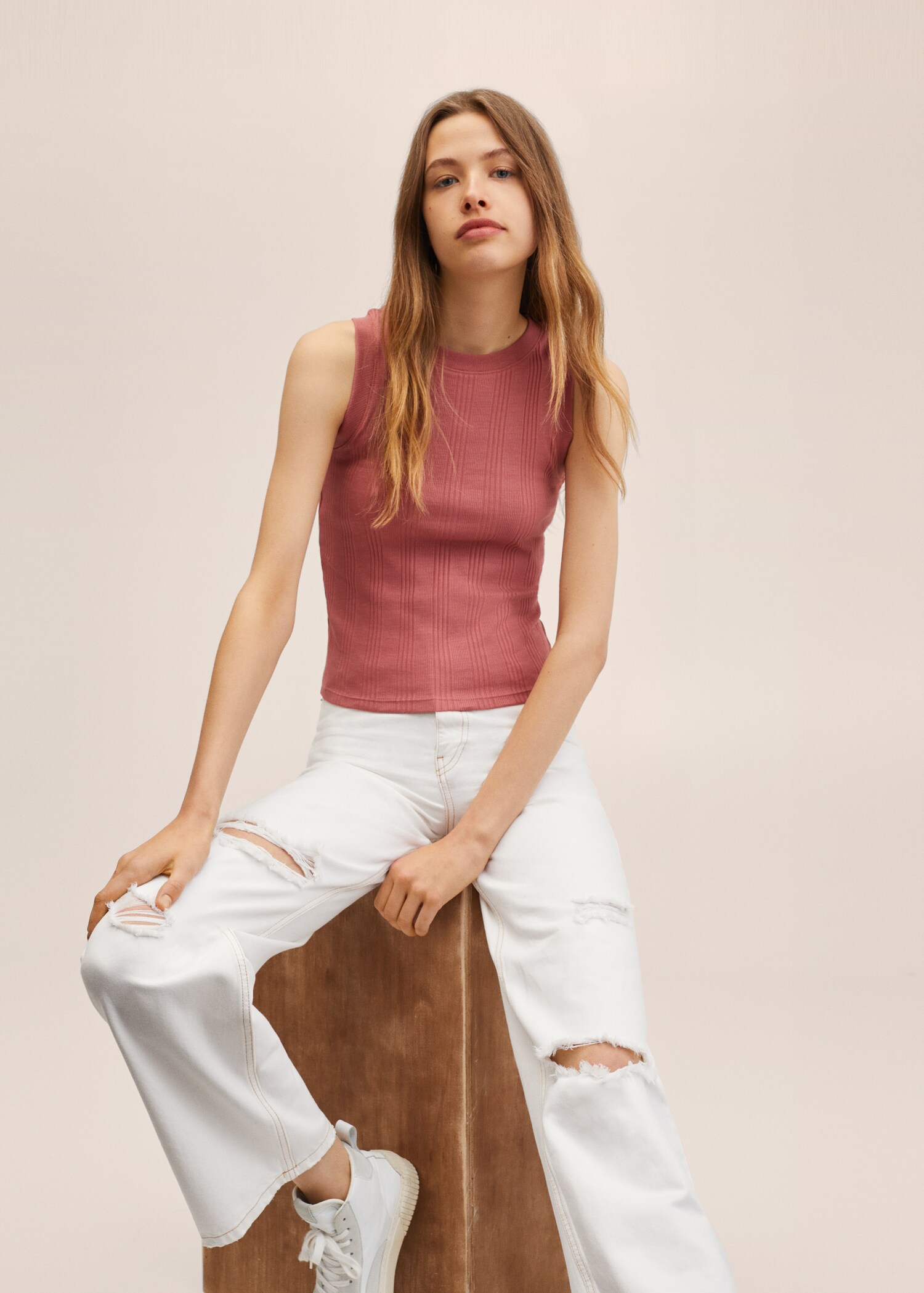 Ribbed cotton-blend top - Details of the article 2
