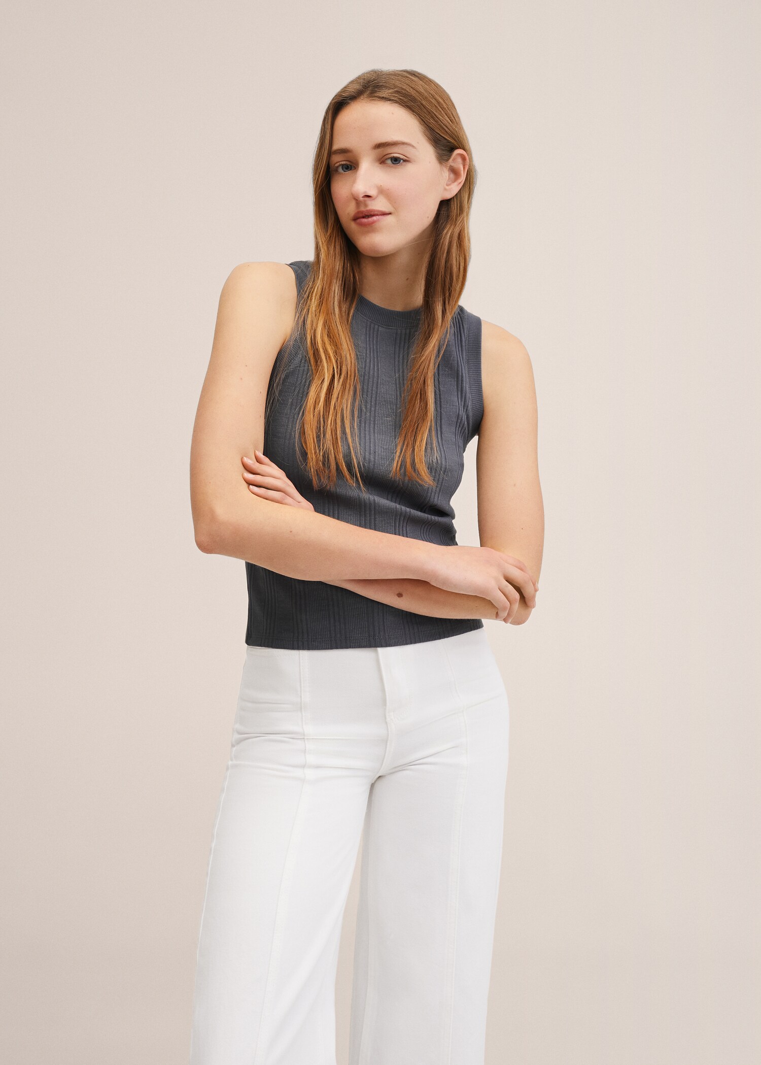 Ribbed cotton-blend top - Details of the article 1