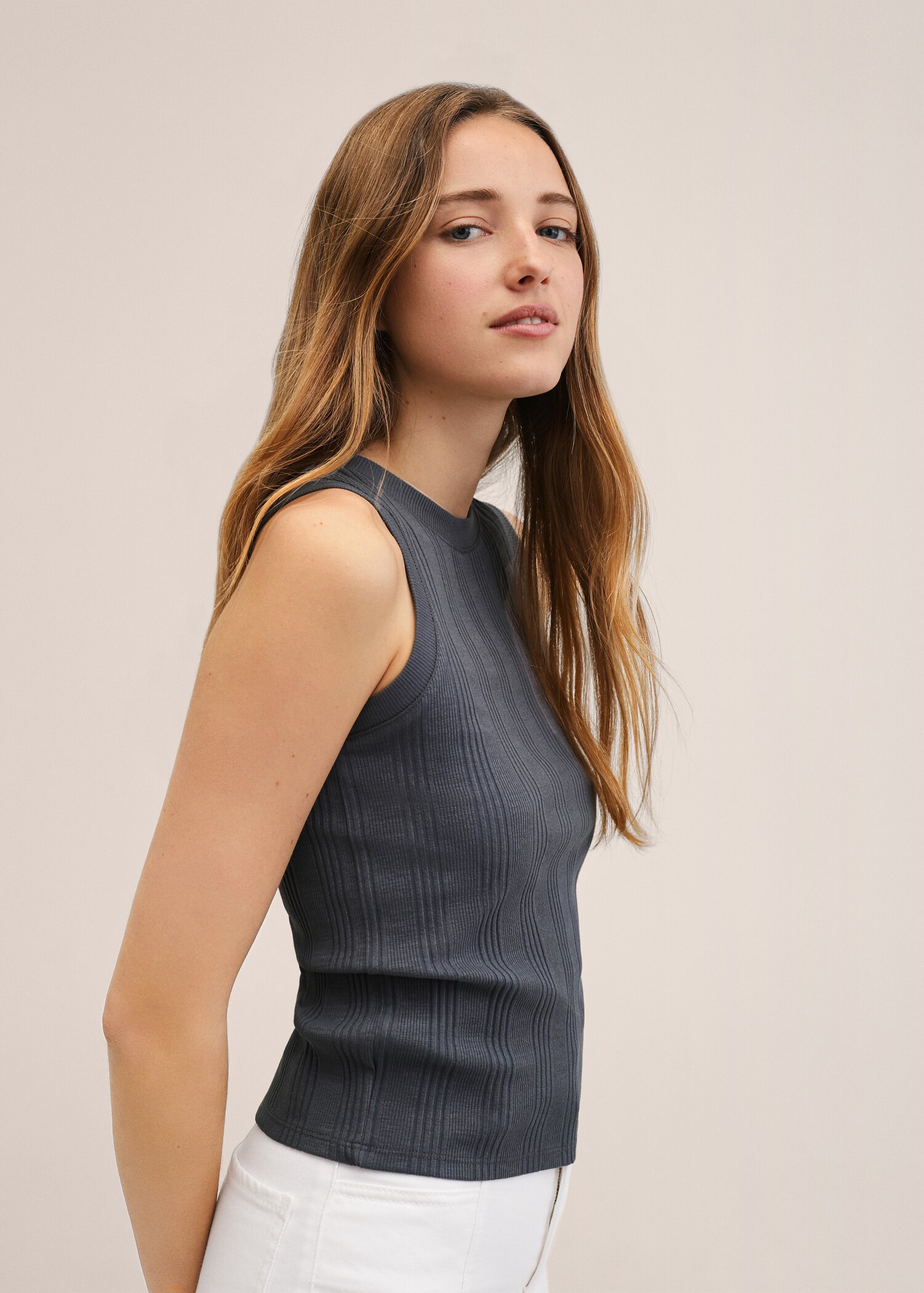 Ribbed cotton-blend top - Details of the article 2