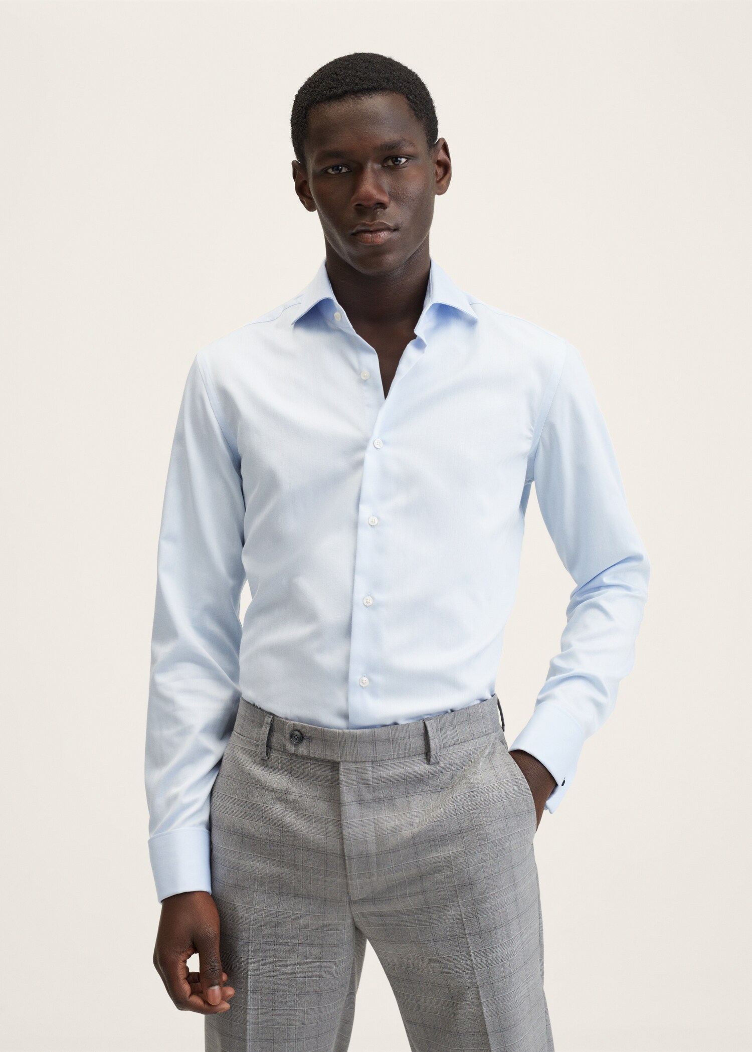 Camisa traje slim fit algodón - Plano medio
