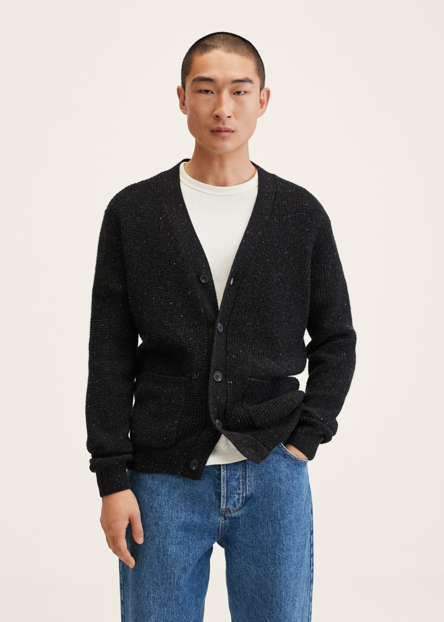 Structured wool cardigan - Medium plane