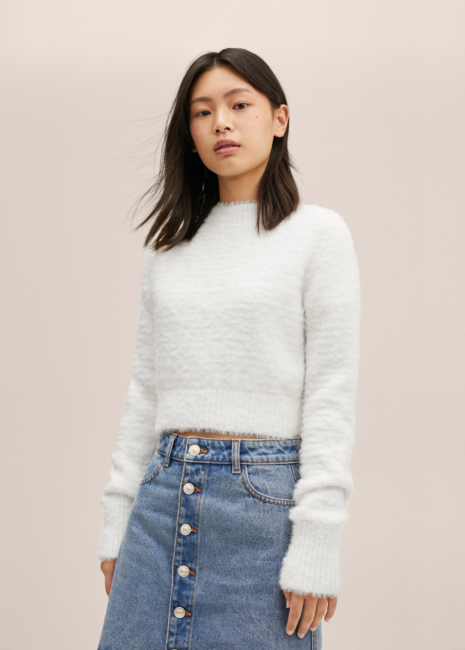 Weicher  Textur-Pullover - Mittlere Ansicht